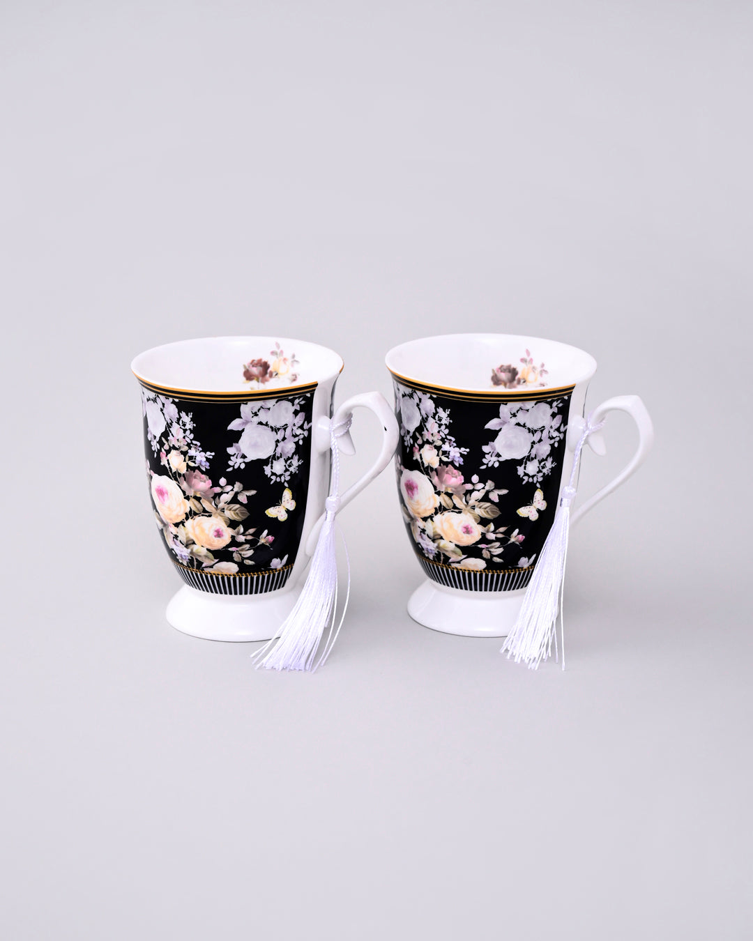 Black Grace Bloom Coffee Mug - Set Of 2