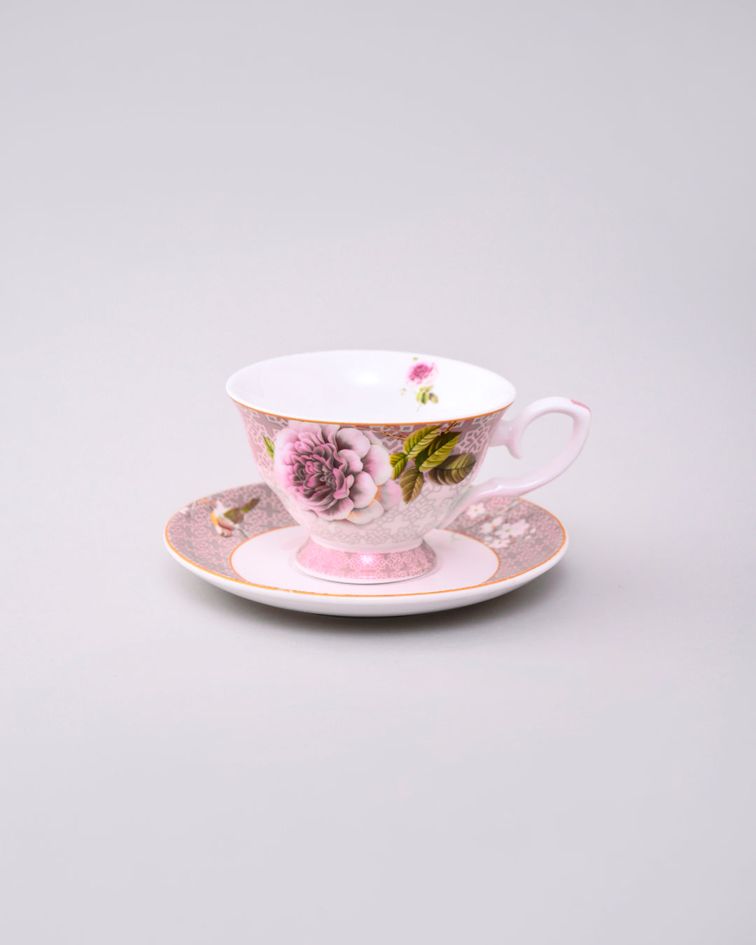 Peony Petals Tea Cup & Saucer Pink - Set Of 2