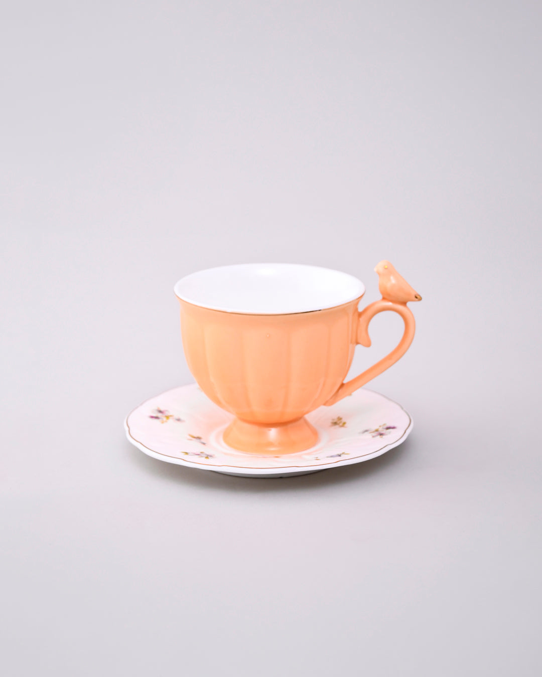Colorful Sparrow Charm Tea Cup With Saucer - Set Of 6