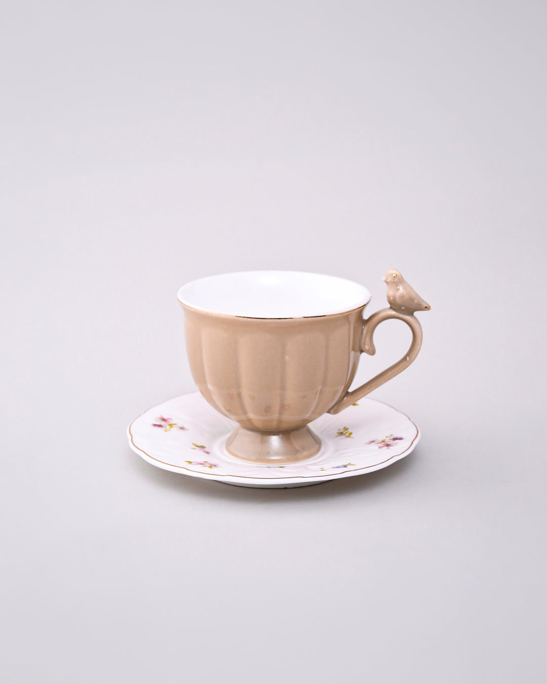 Colorful Sparrow Charm Tea Cup With Saucer - Set Of 6