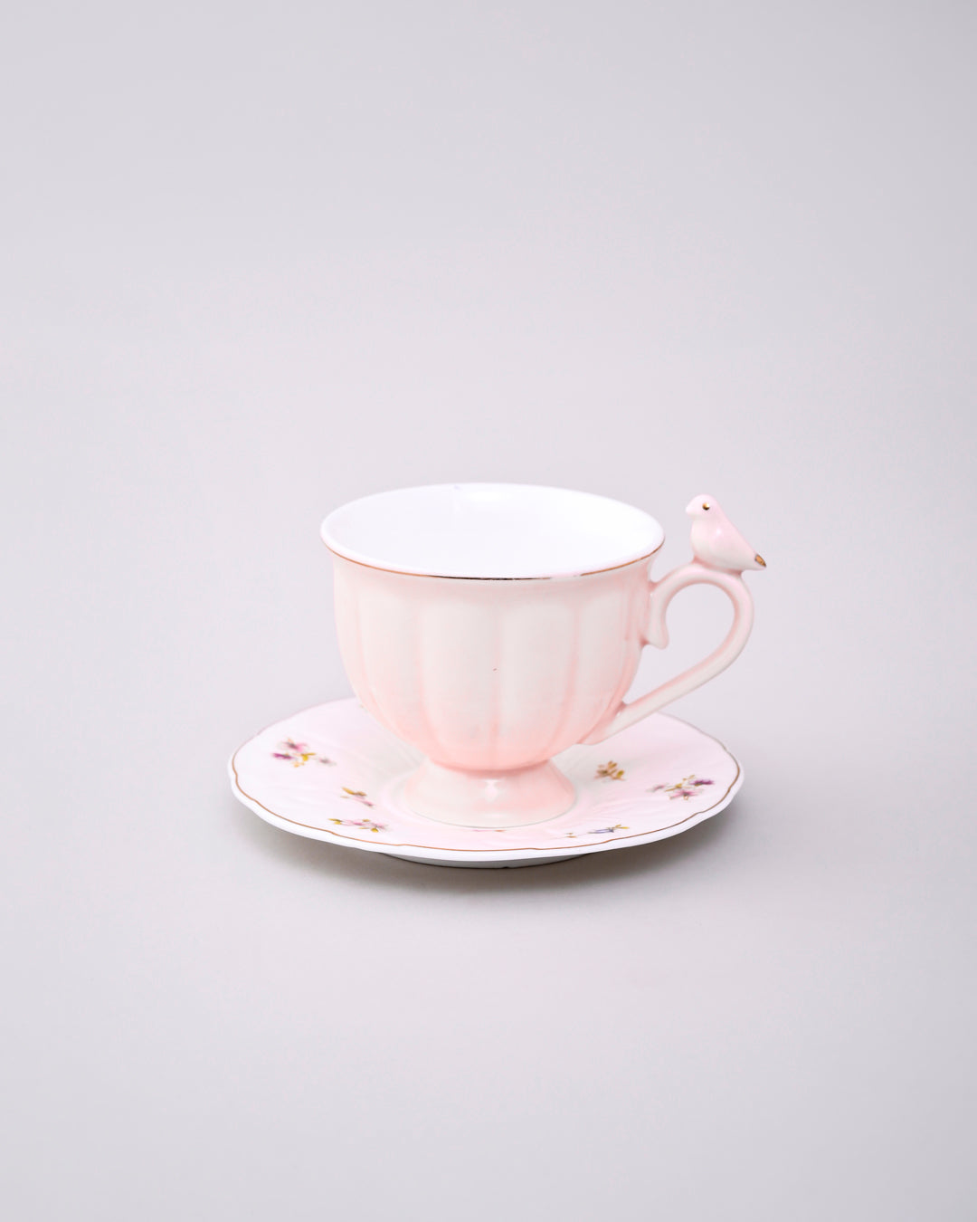 Colorful Sparrow Charm Tea Cup With Saucer - Set Of 6