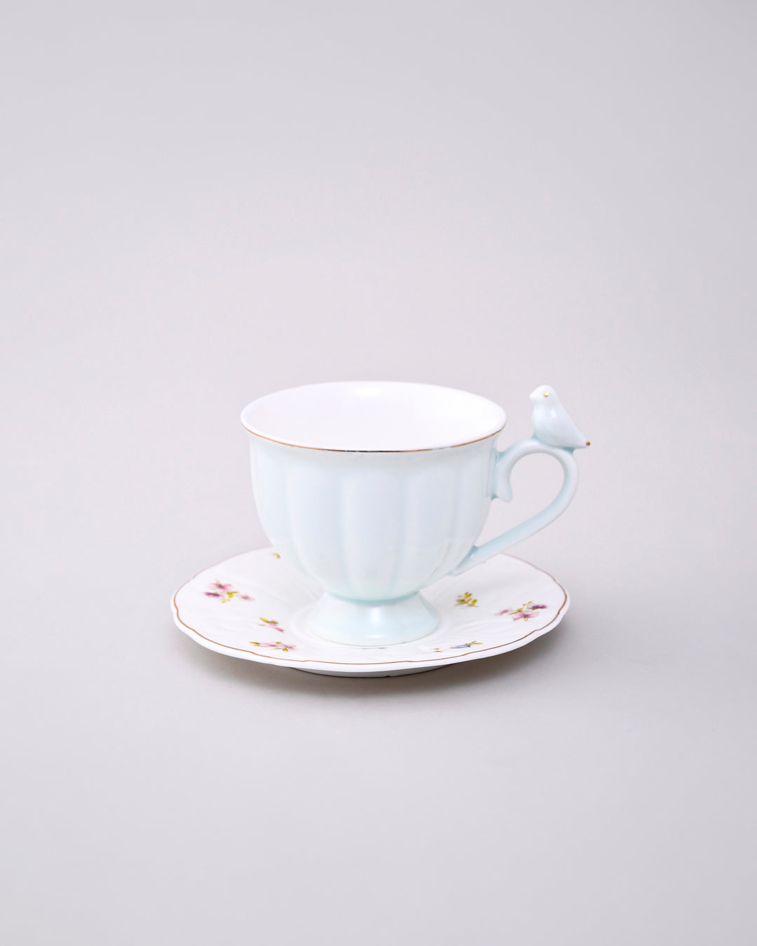 Colorful Sparrow Charm Tea Cup With Saucer - Set Of 6