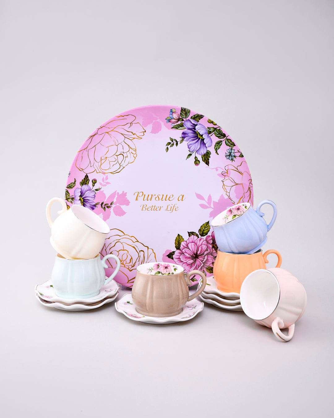 Cupful of Colors Tea Cup With Saucer - Set Of 6