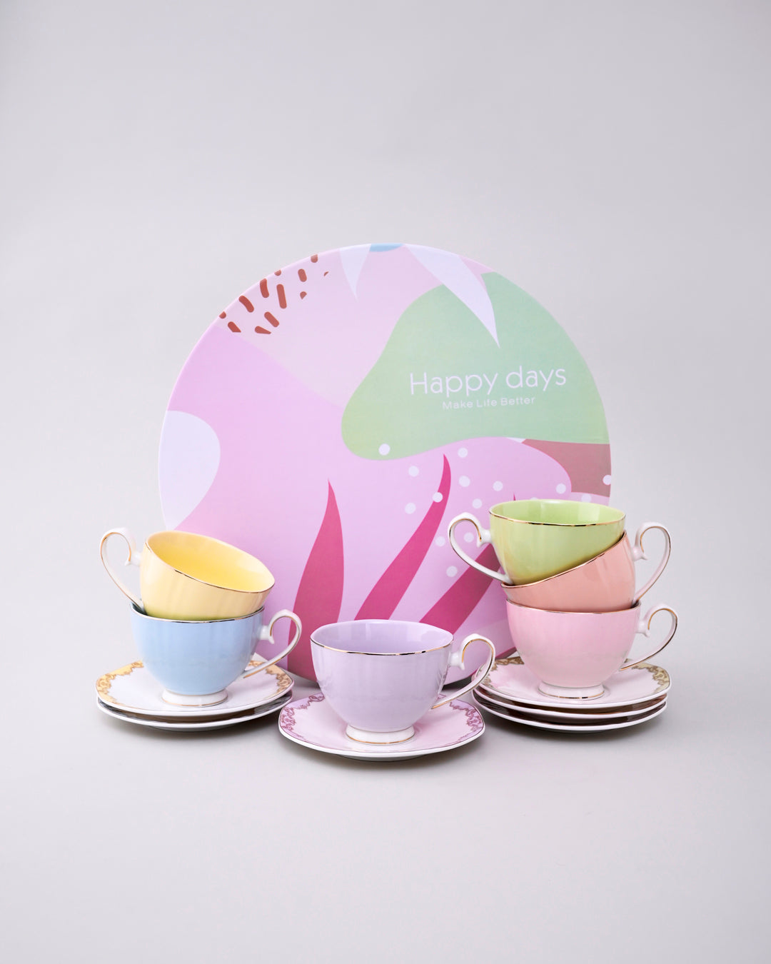 “I Miss You” Collection Tea Cup With Saucer - Set Of 6