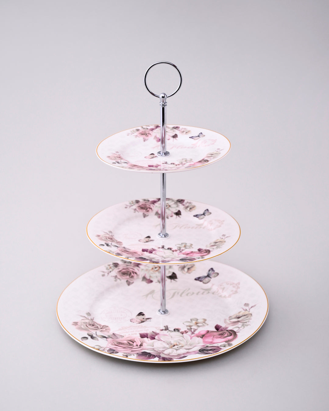 Vintage Rose Charm 3-Tier Cake Stand