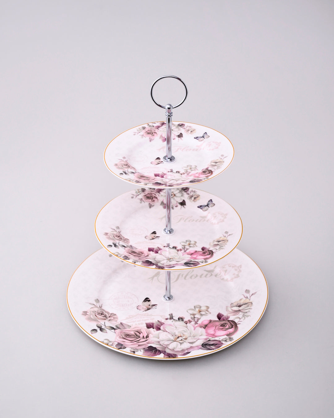 Vintage Rose Charm 3-Tier Cake Stand