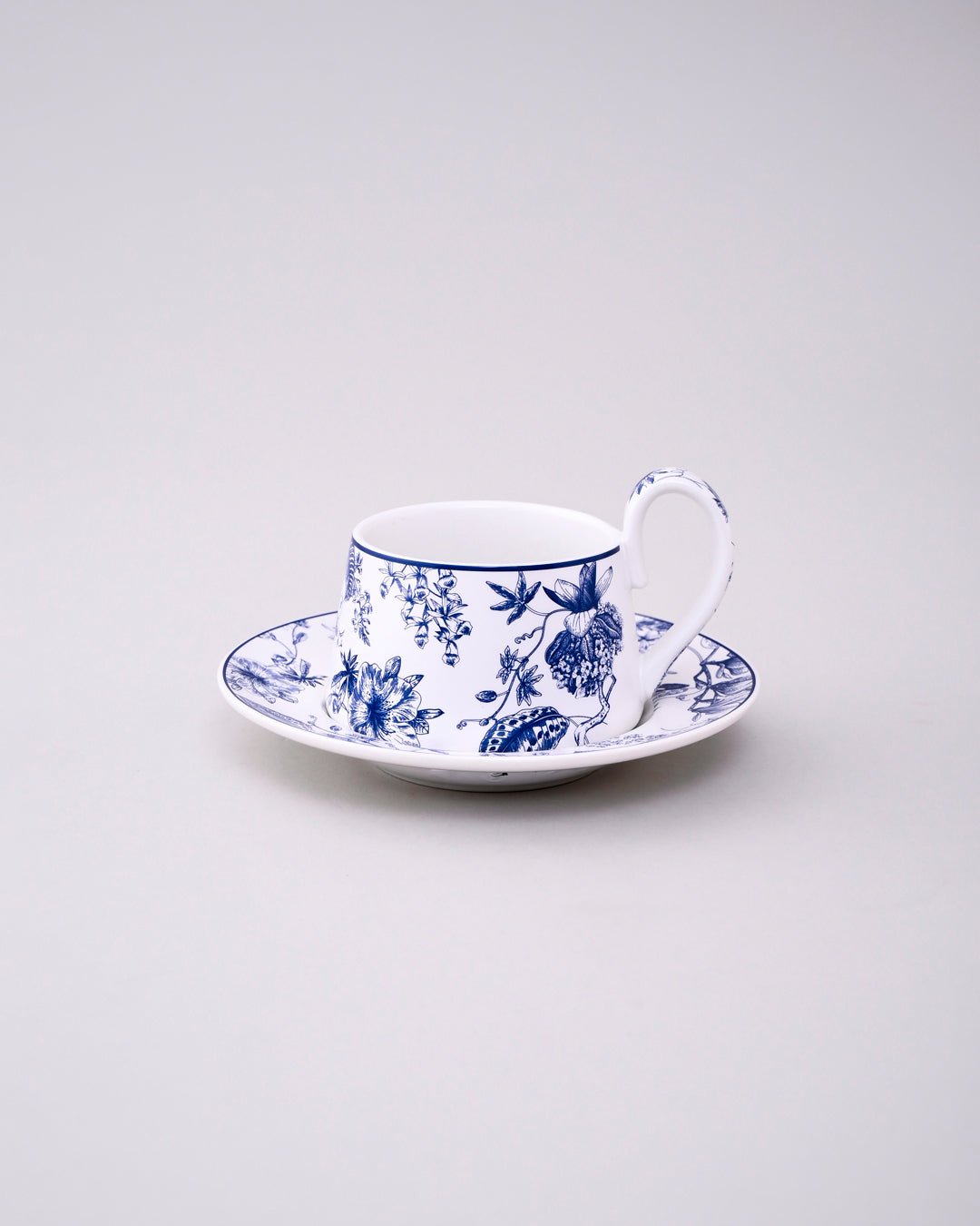 Classic Indigo Blossom Tea Cup With Saucer - Set Of 2