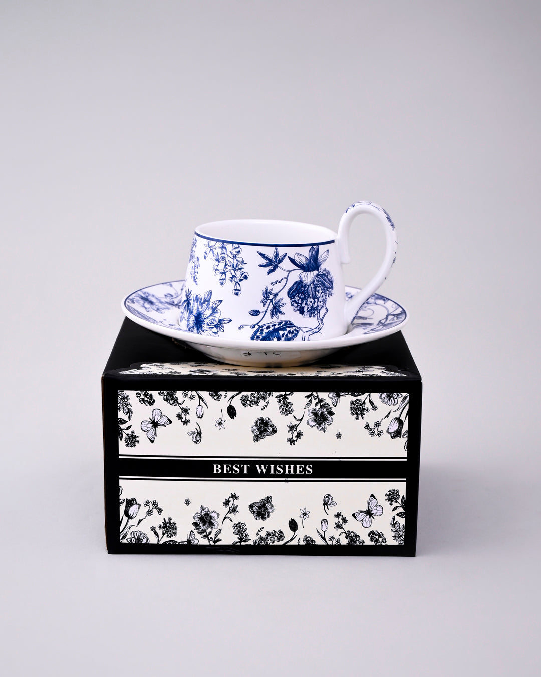 Classic Indigo Blossom Tea Cup With Saucer - Set Of 2