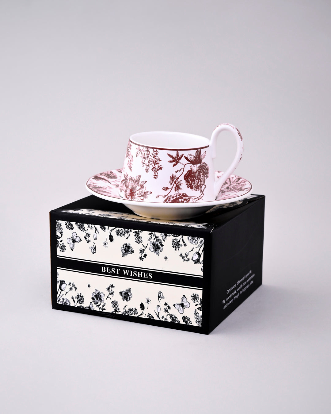 Crimson Flora Tea Cup With Saucer