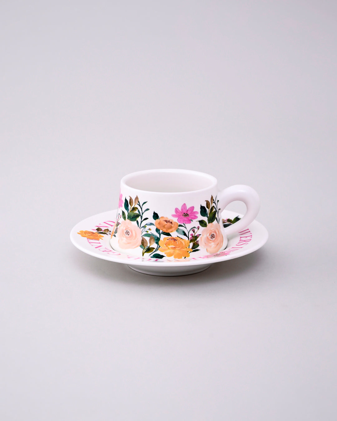 Wildflower Embrace Tea Cup With Saucer - Set Of 2