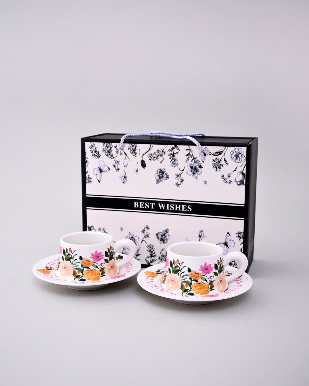 Wildflower Embrace Tea Cup With Saucer - Set Of 2