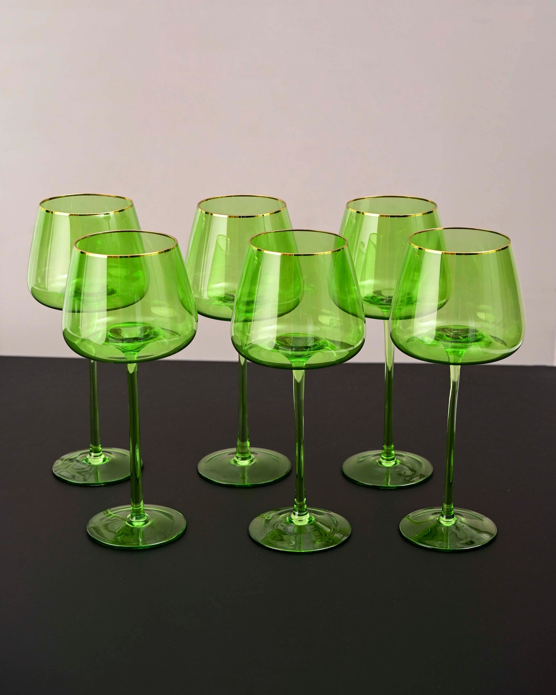 Green Vintage Wine Glass - Set of 6