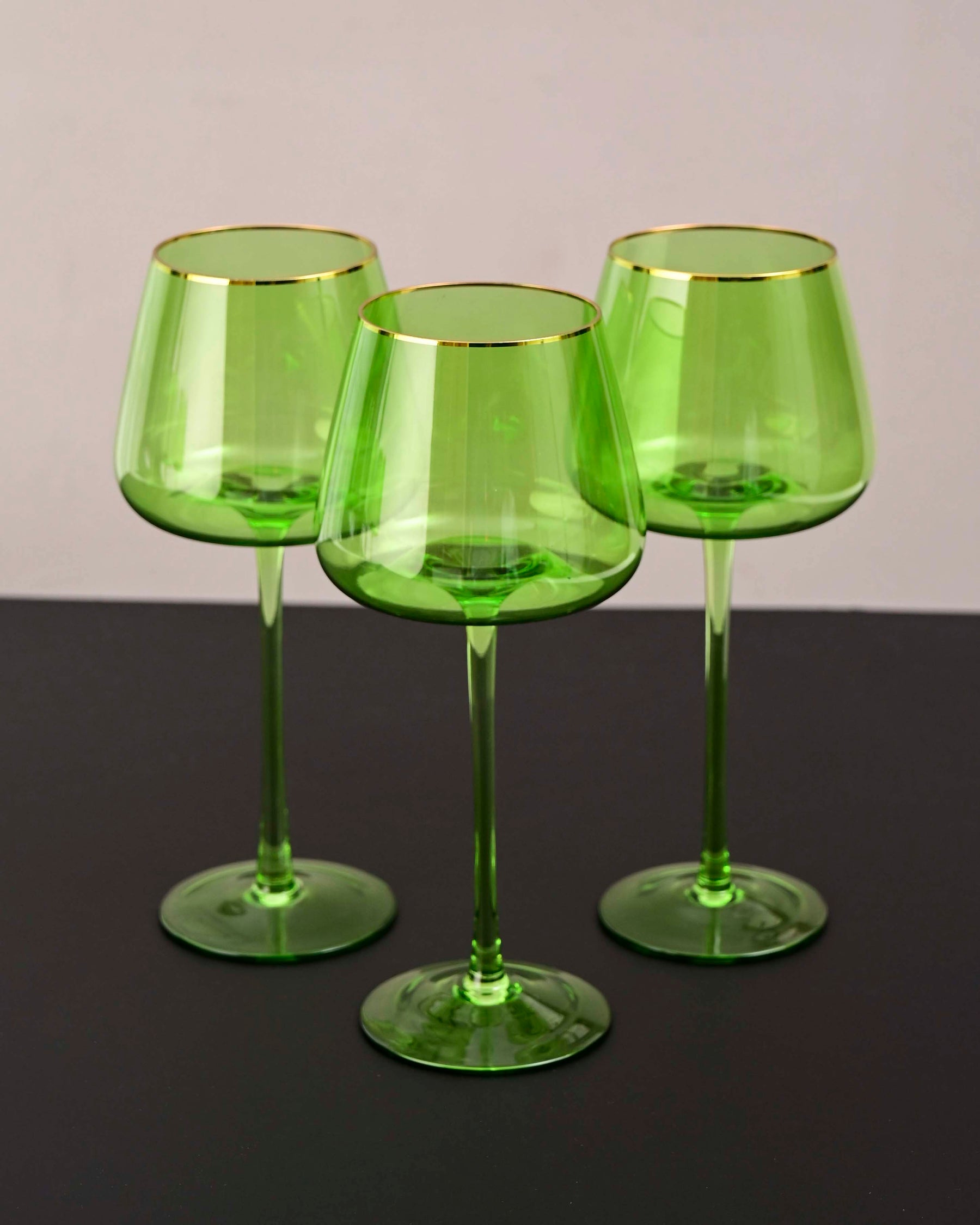 Green Vintage Wine Glass - Set of 6