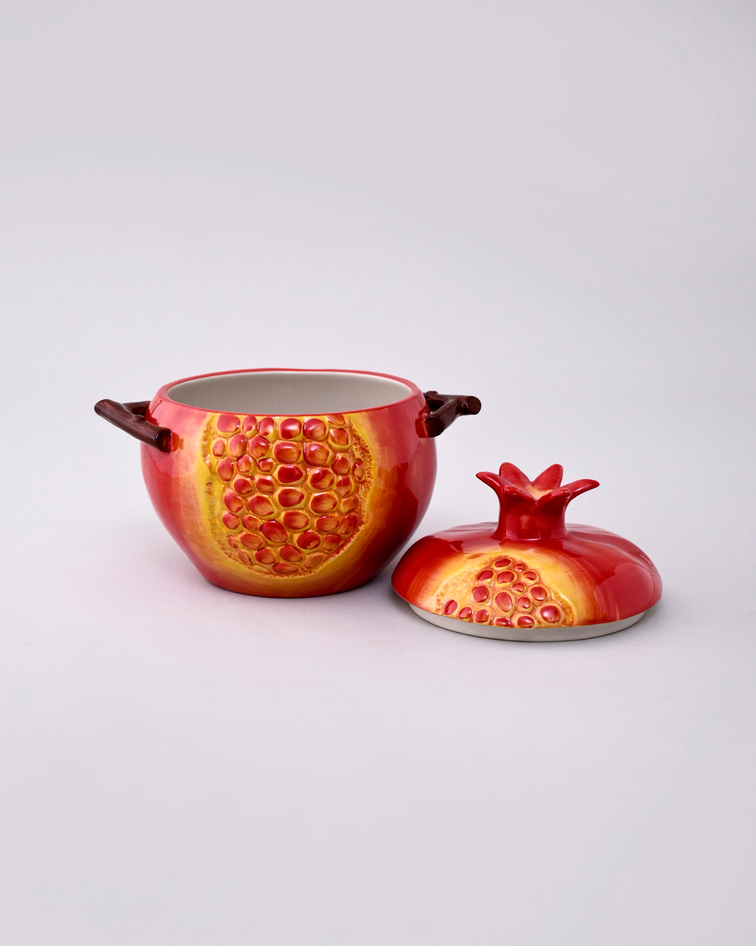 Pomegranate Shaped Ceramic Stew Bowl with Lid