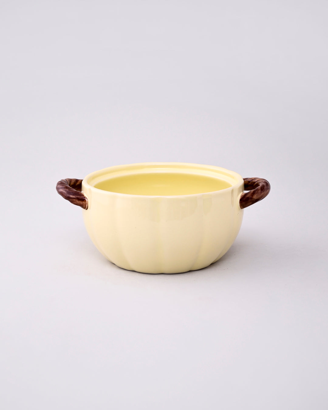 Pumpkin Shaped Ceramic Stew Bowl with Lid - Cream