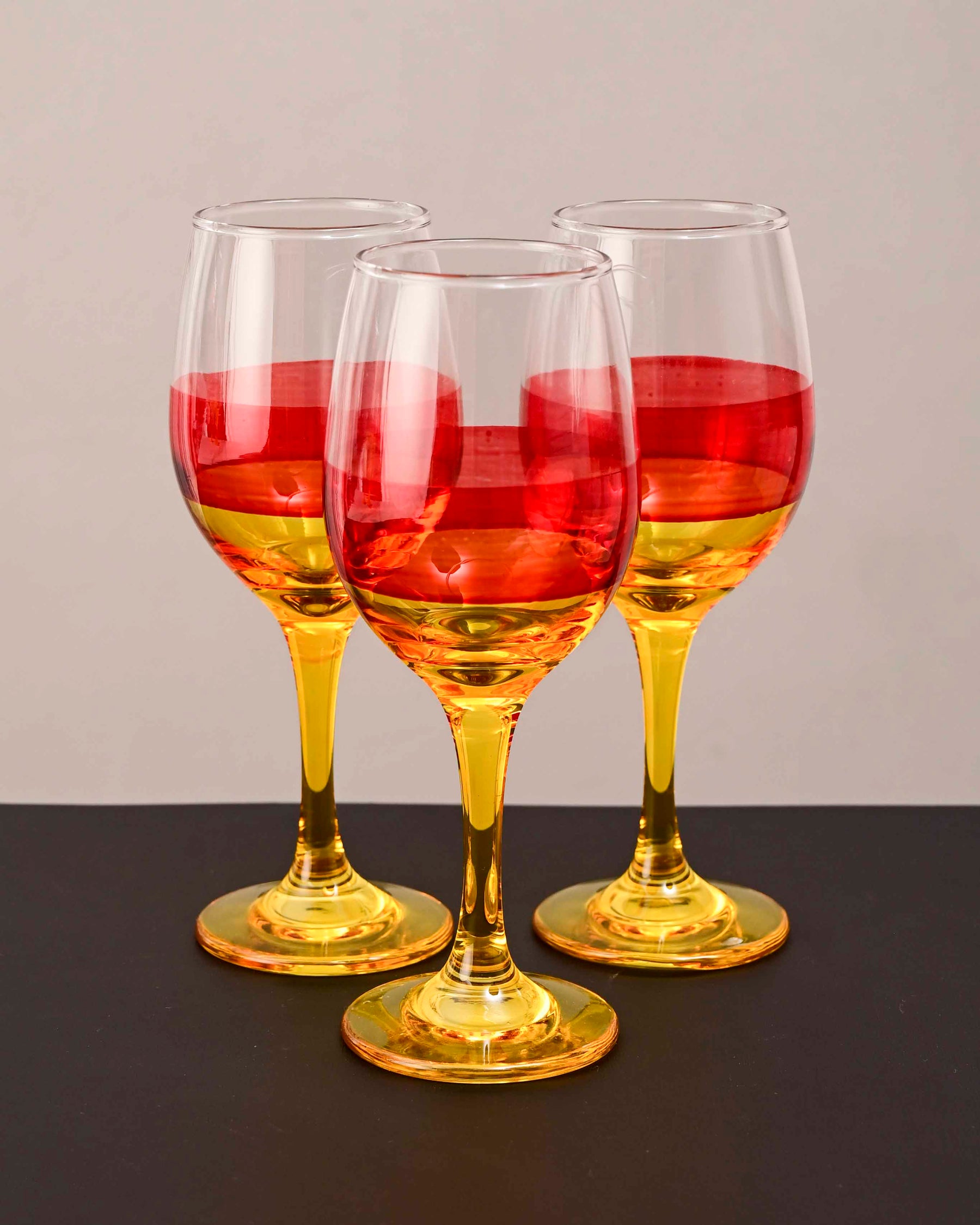 Yellow Tinted Base Wine Glass - Set Of 6