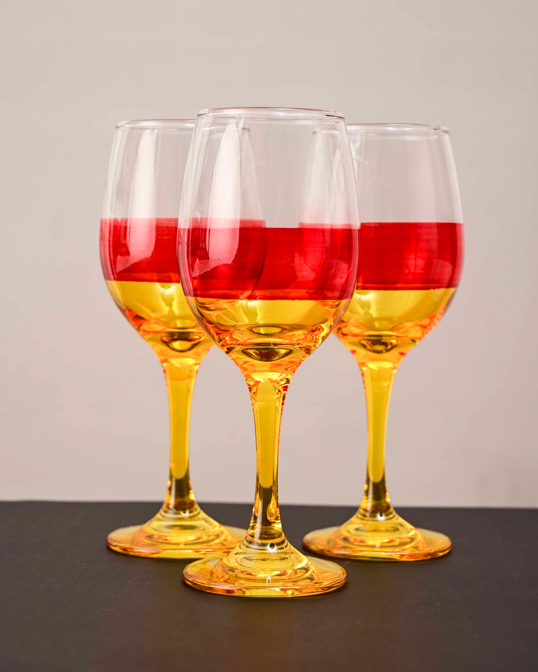 Yellow Tinted Base Wine Glass - Set Of 6