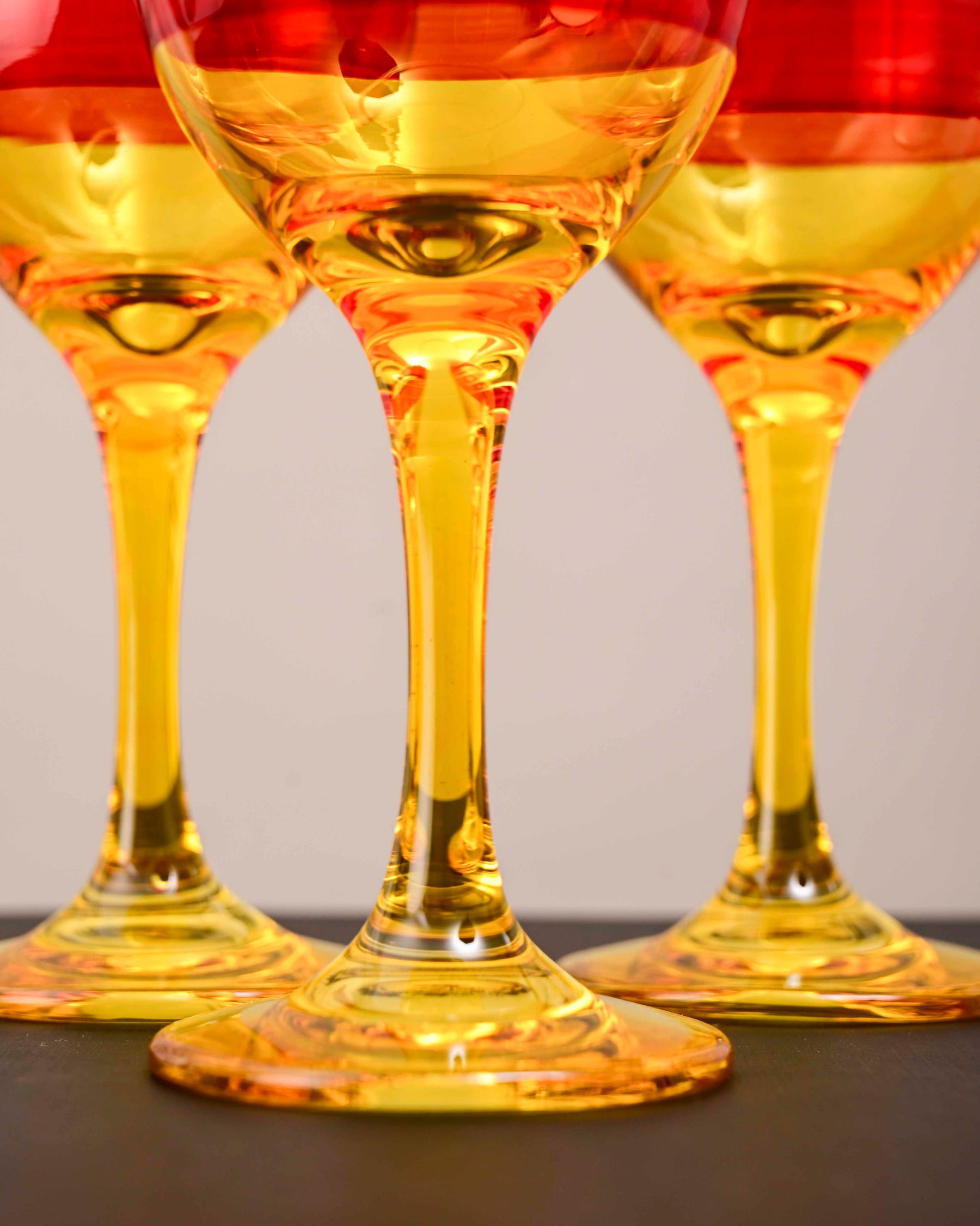 Yellow Tinted Base Wine Glass - Set Of 6