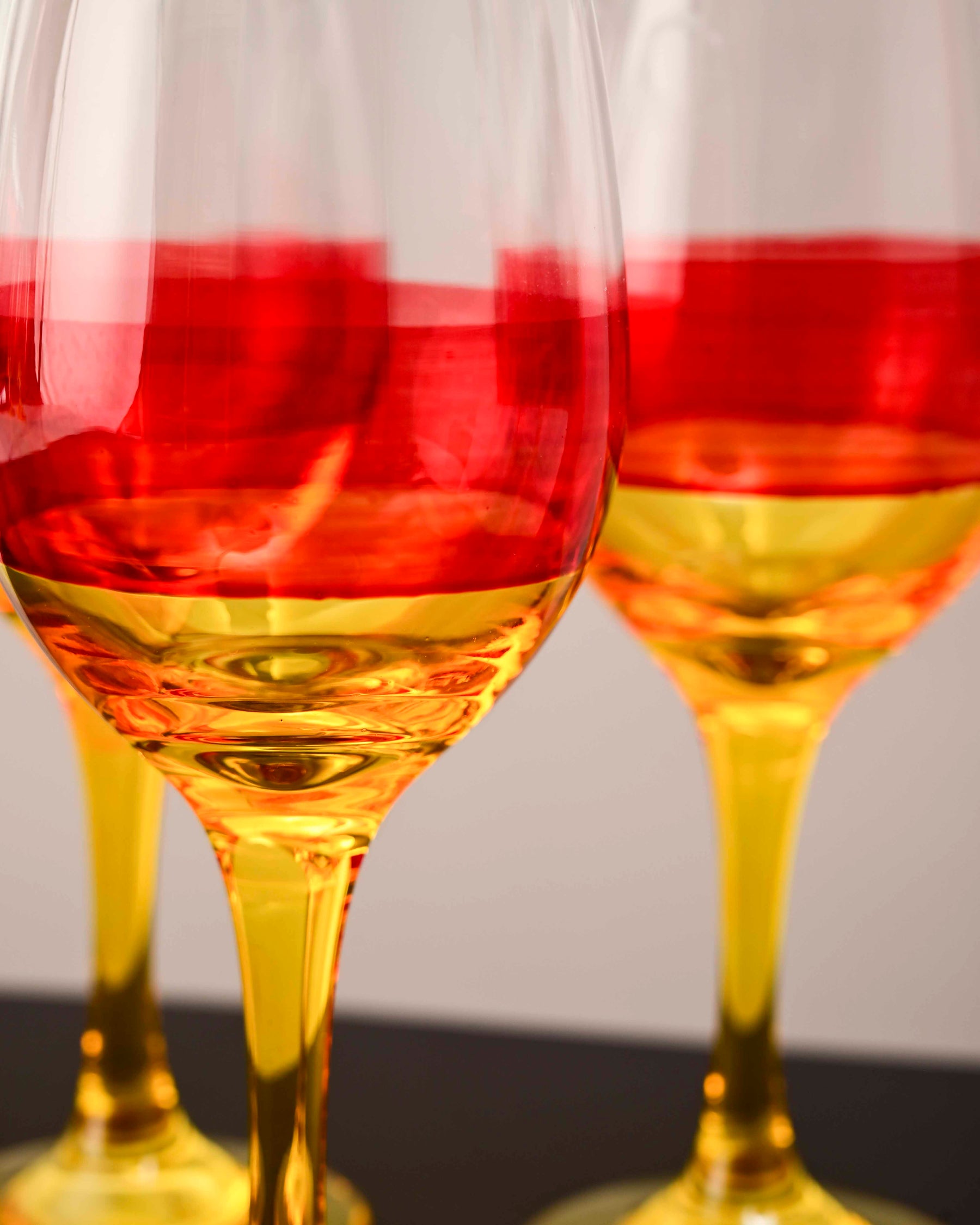 Yellow Tinted Base Wine Glass - Set Of 6