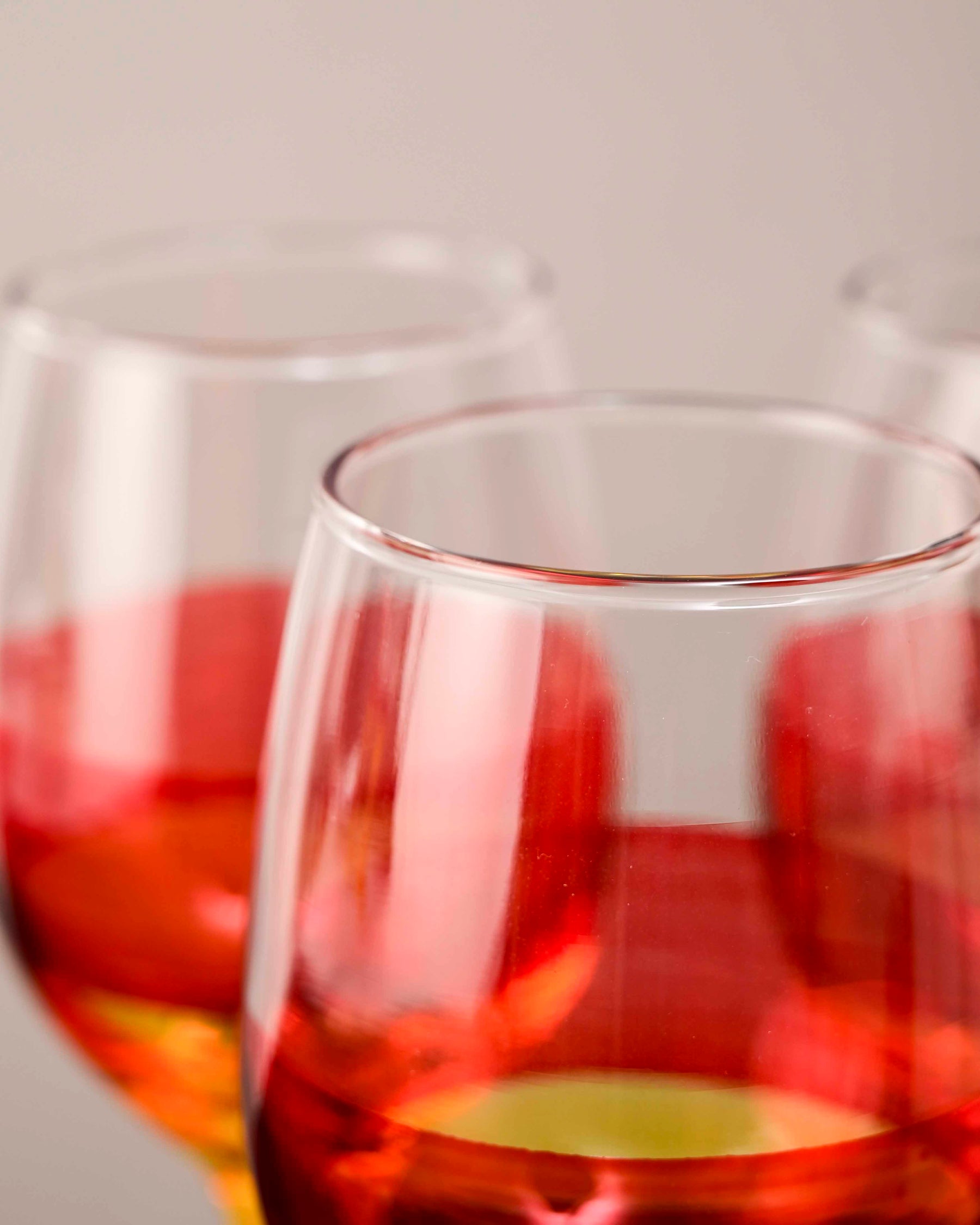 Yellow Tinted Base Wine Glass - Set Of 6