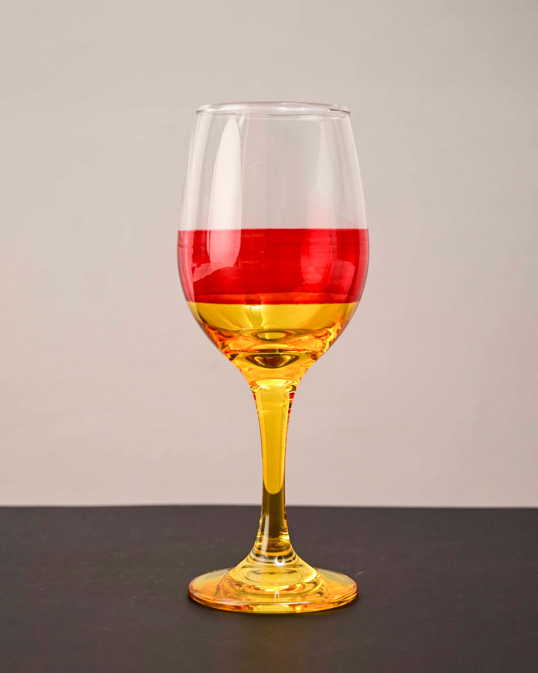 Yellow Tinted Base Wine Glass - Set Of 6