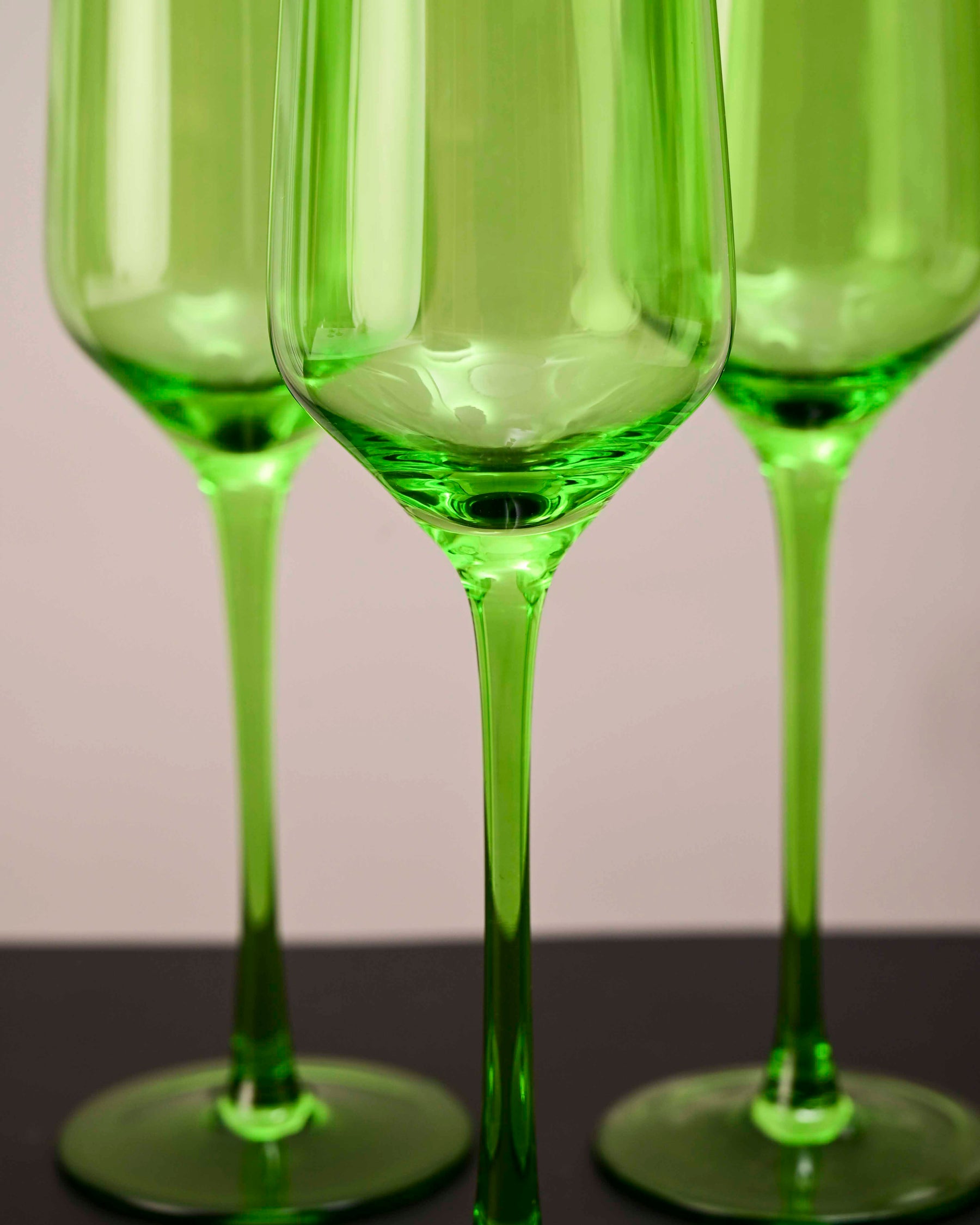 Green Stem Champagne Flutes - Set of 6