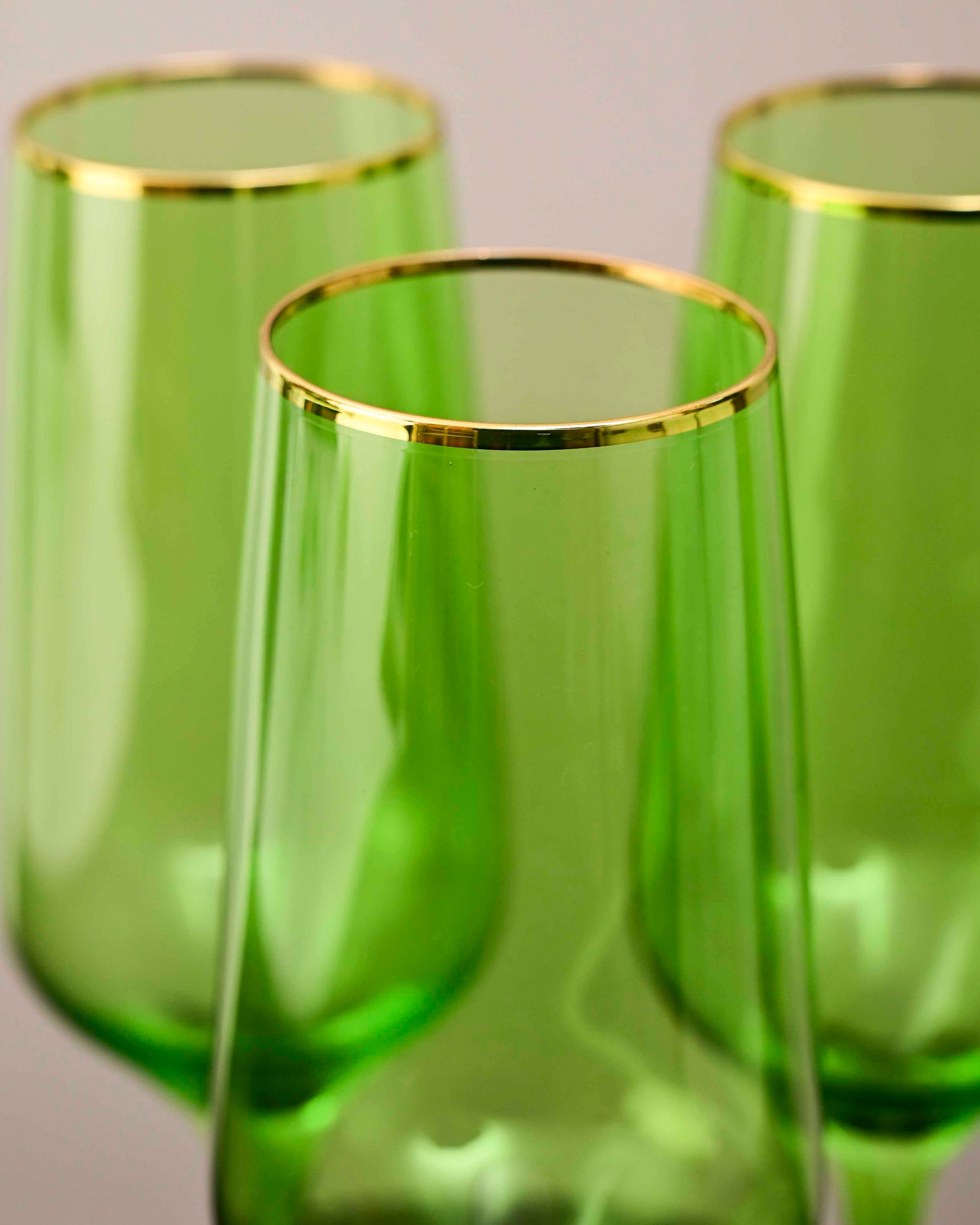 Green Stem Champagne Flutes - Set of 6