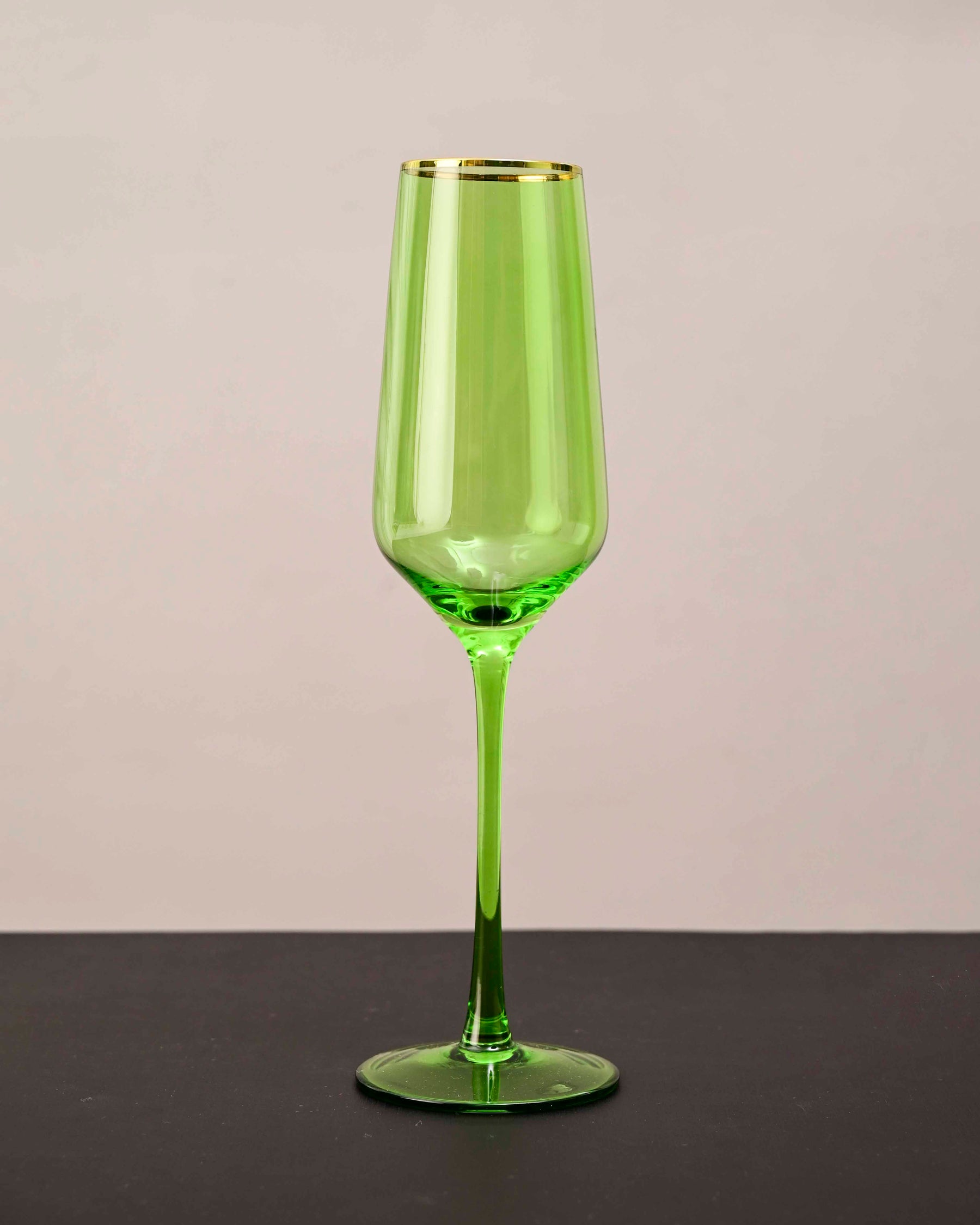 Green Stem Champagne Flutes - Set of 6