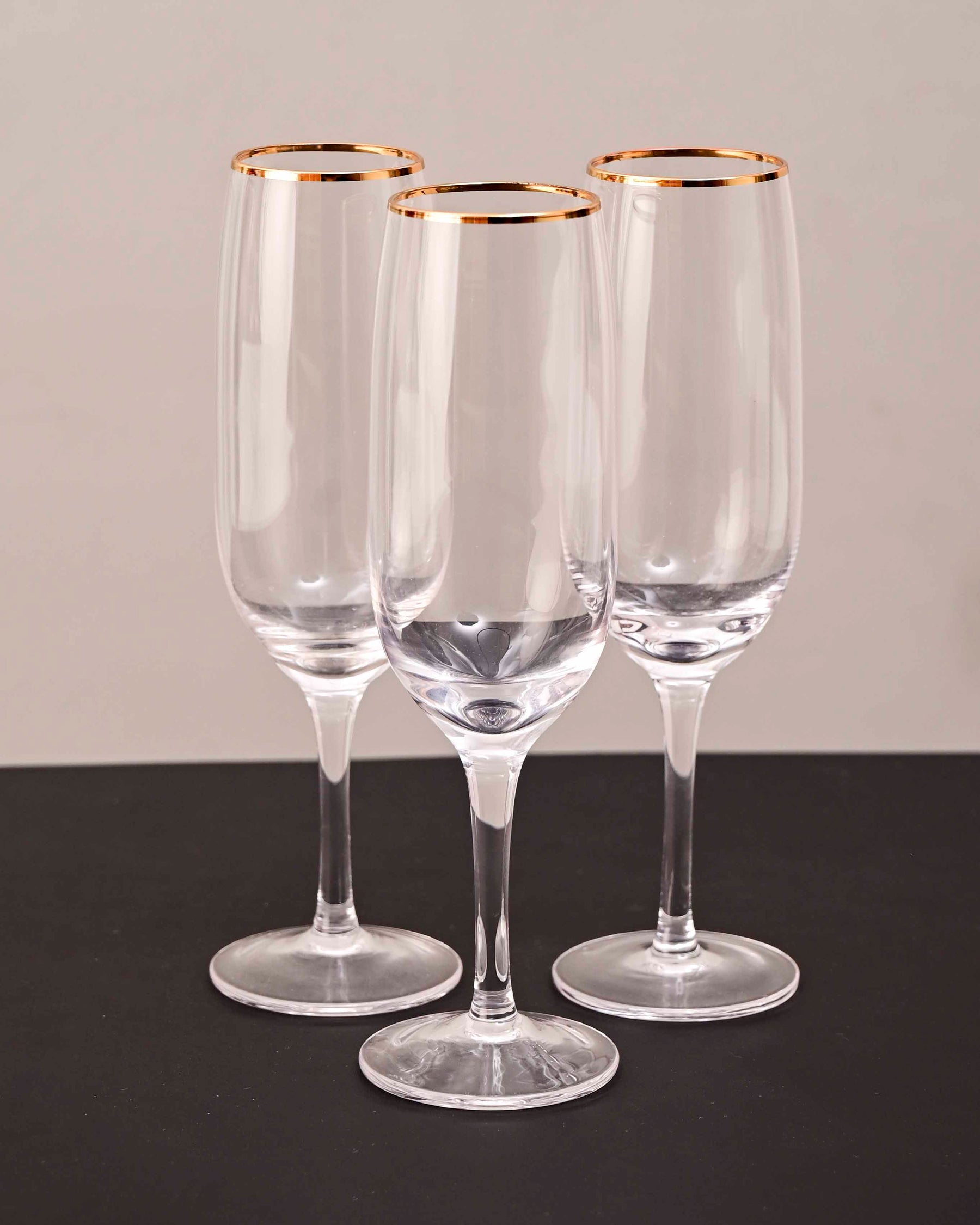 Gold Rim Champagne Flute Glass - Set of 6