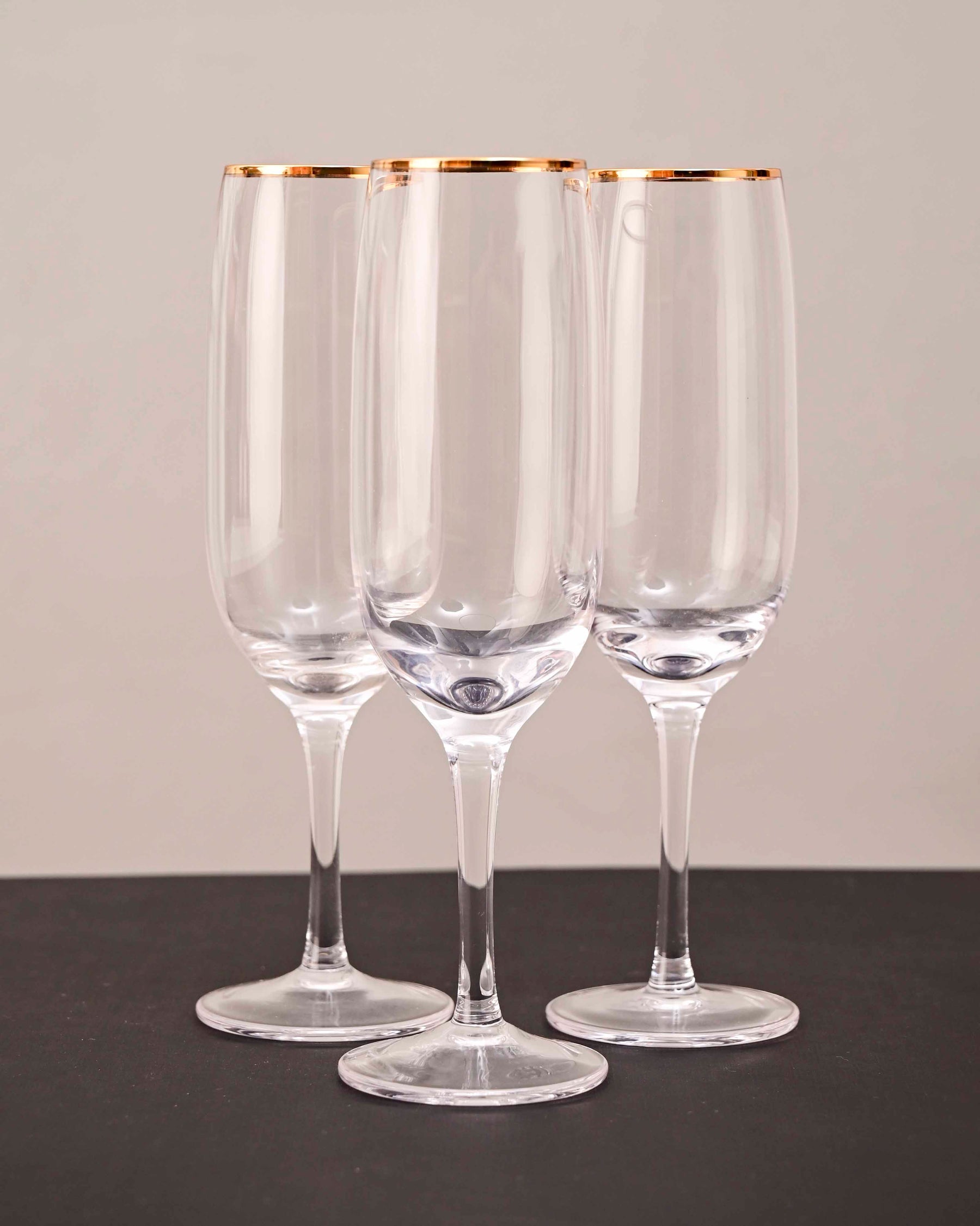 Gold Rim Champagne Flute Glass - Set of 6