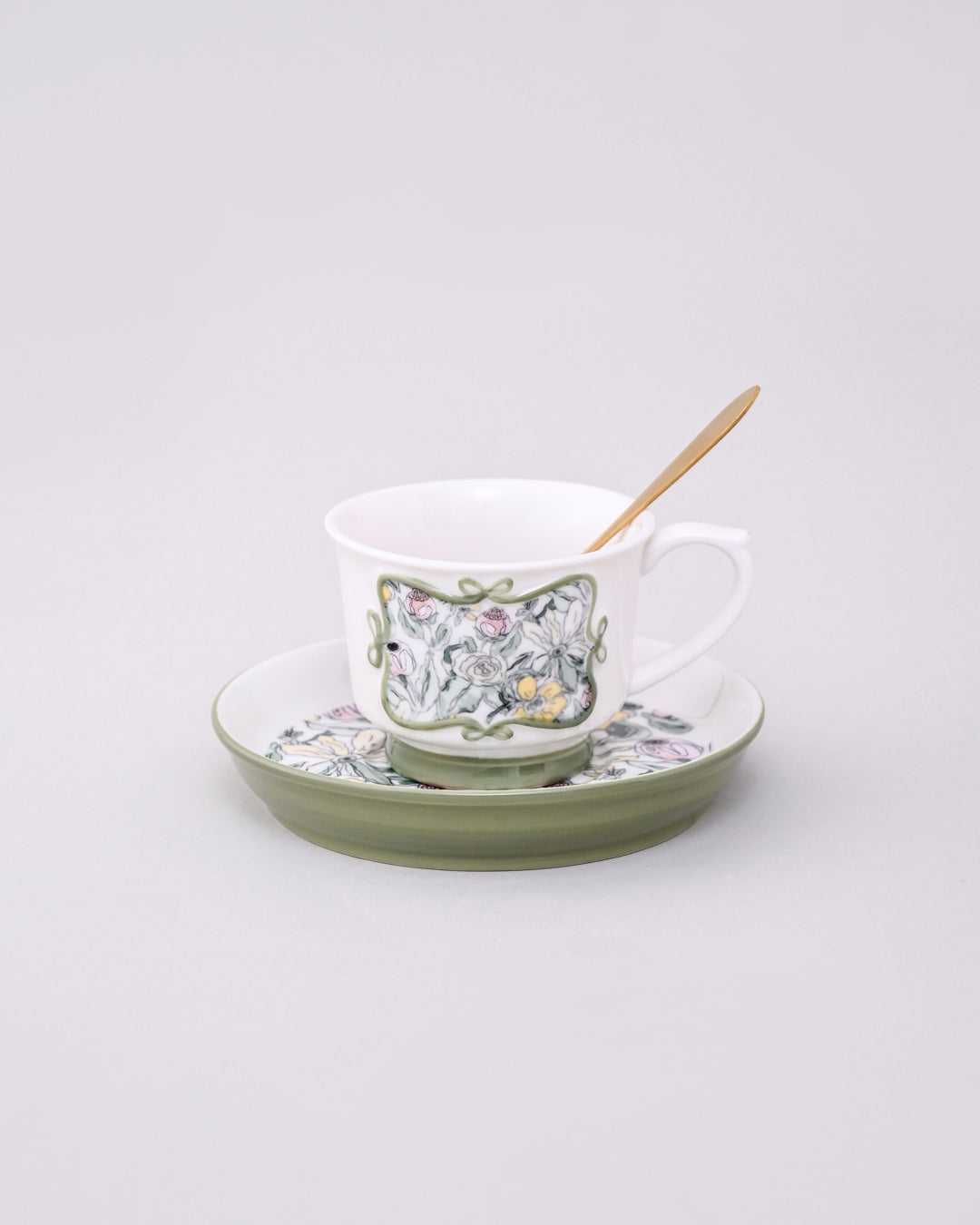 Green Blossom Garden Tea set - Set Of 5