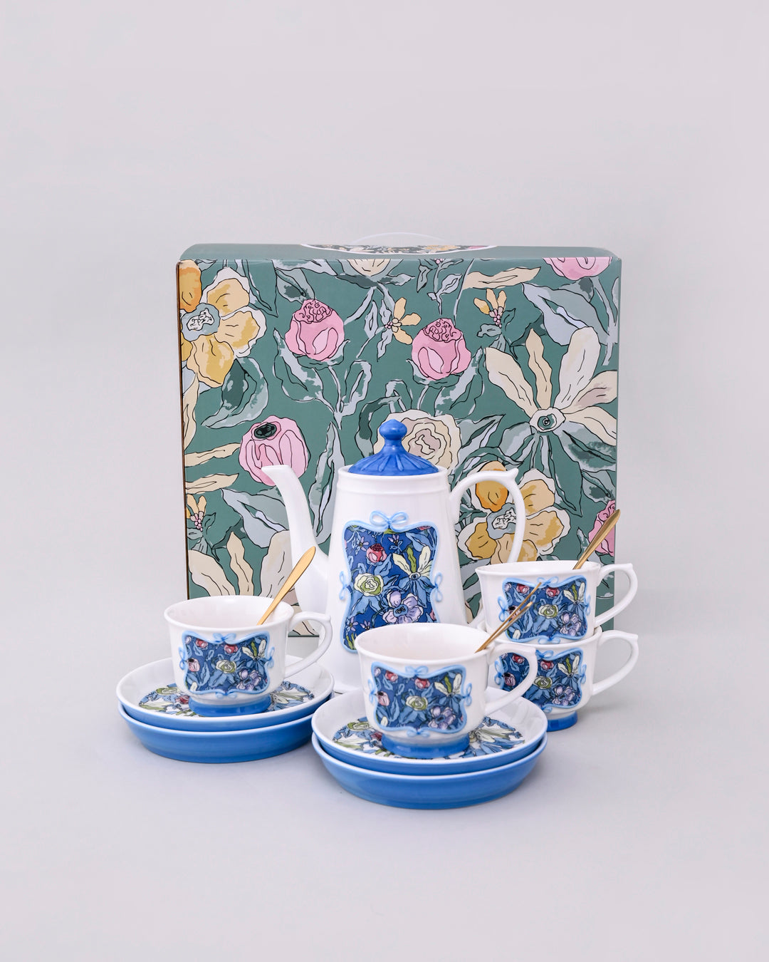 Blue Blossom Garden Tea set - Set Of 5