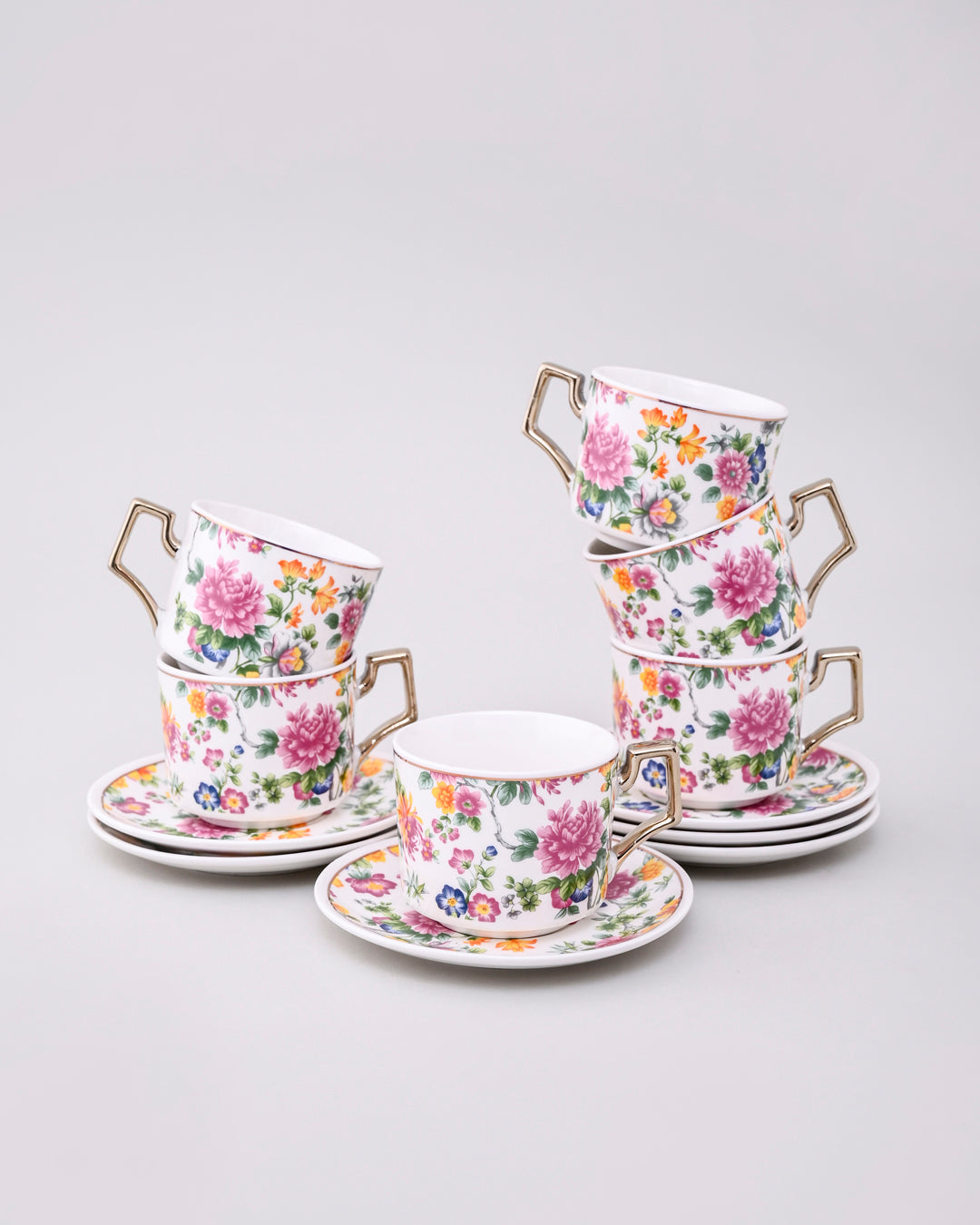Botanic Grace Tea Cup & Saucer - Set Of 6