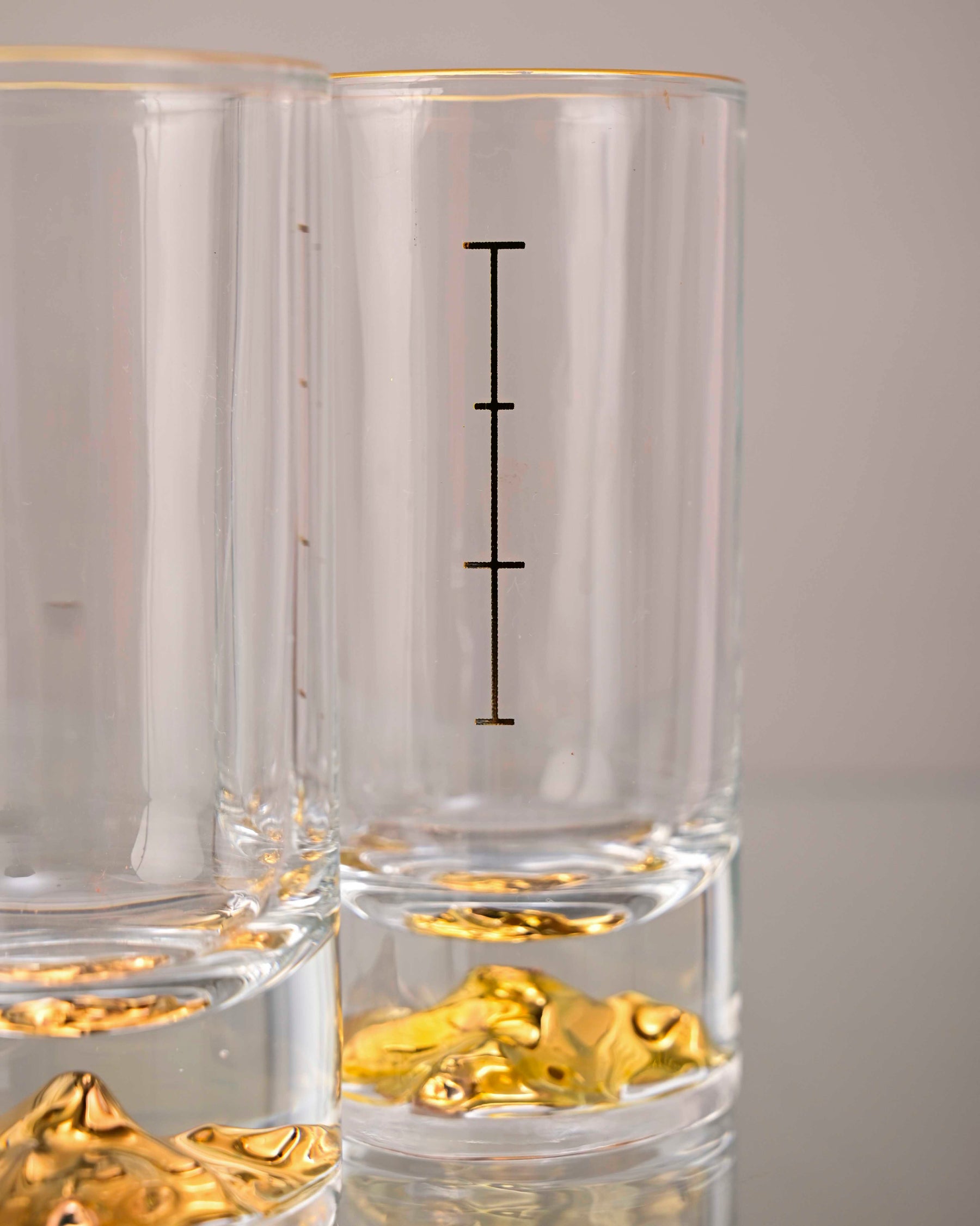 Mountain Gold Foil Measuring Glasses - Set Of 2