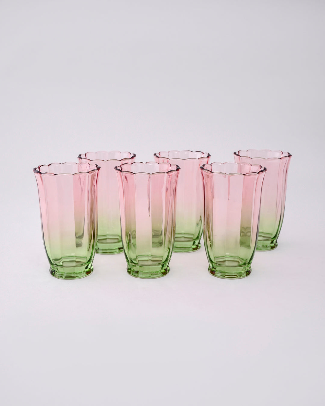 Pink Ombré Tulip Tall Glass - Set of 6