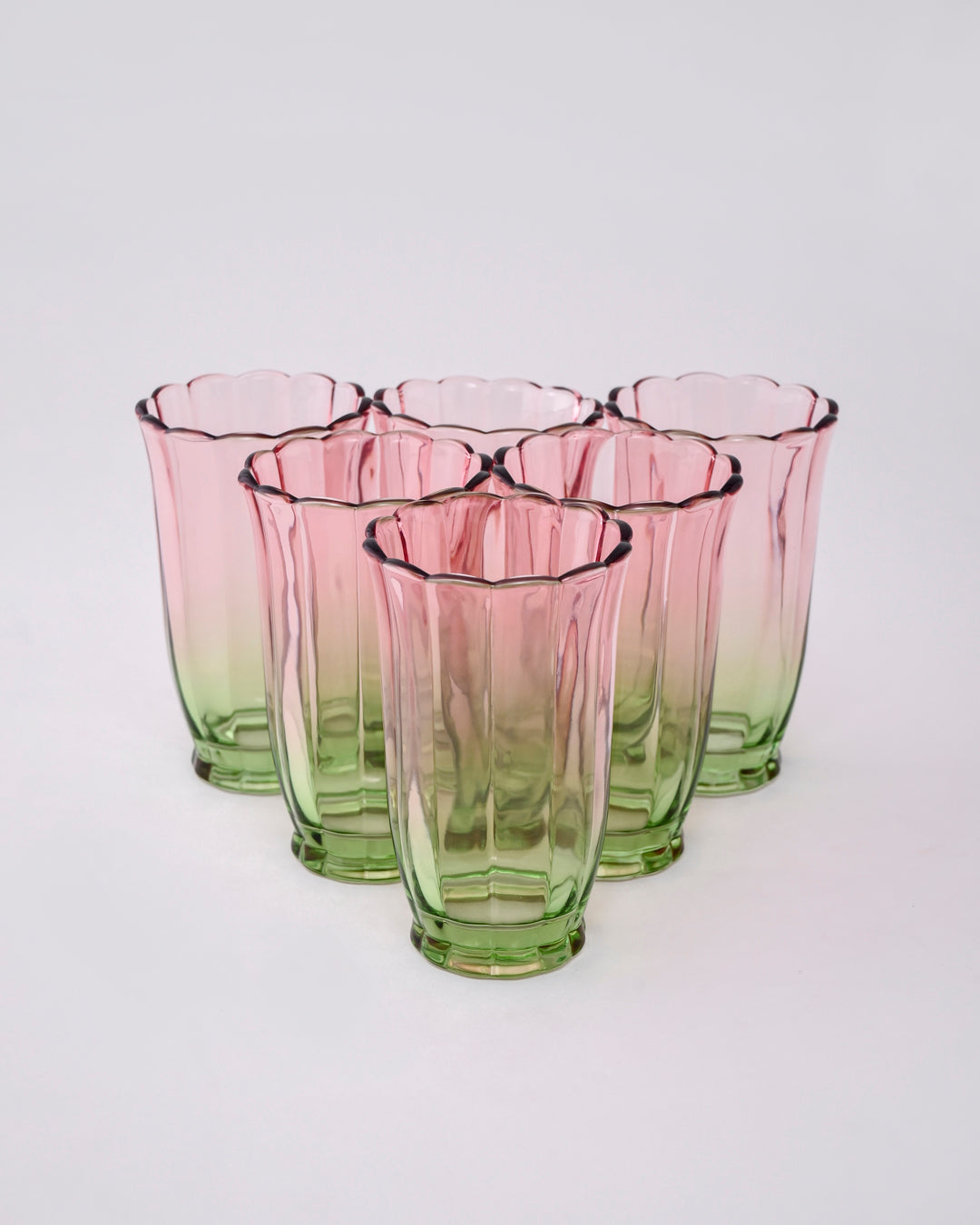 Pink Ombré Tulip Tall Glass - Set of 6