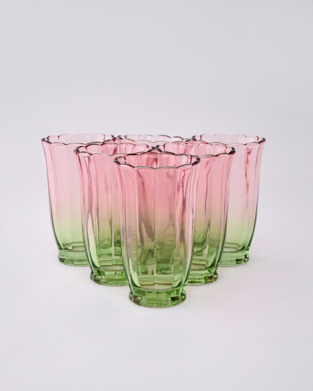 Pink Ombré Tulip Tall Glass - Set of 6