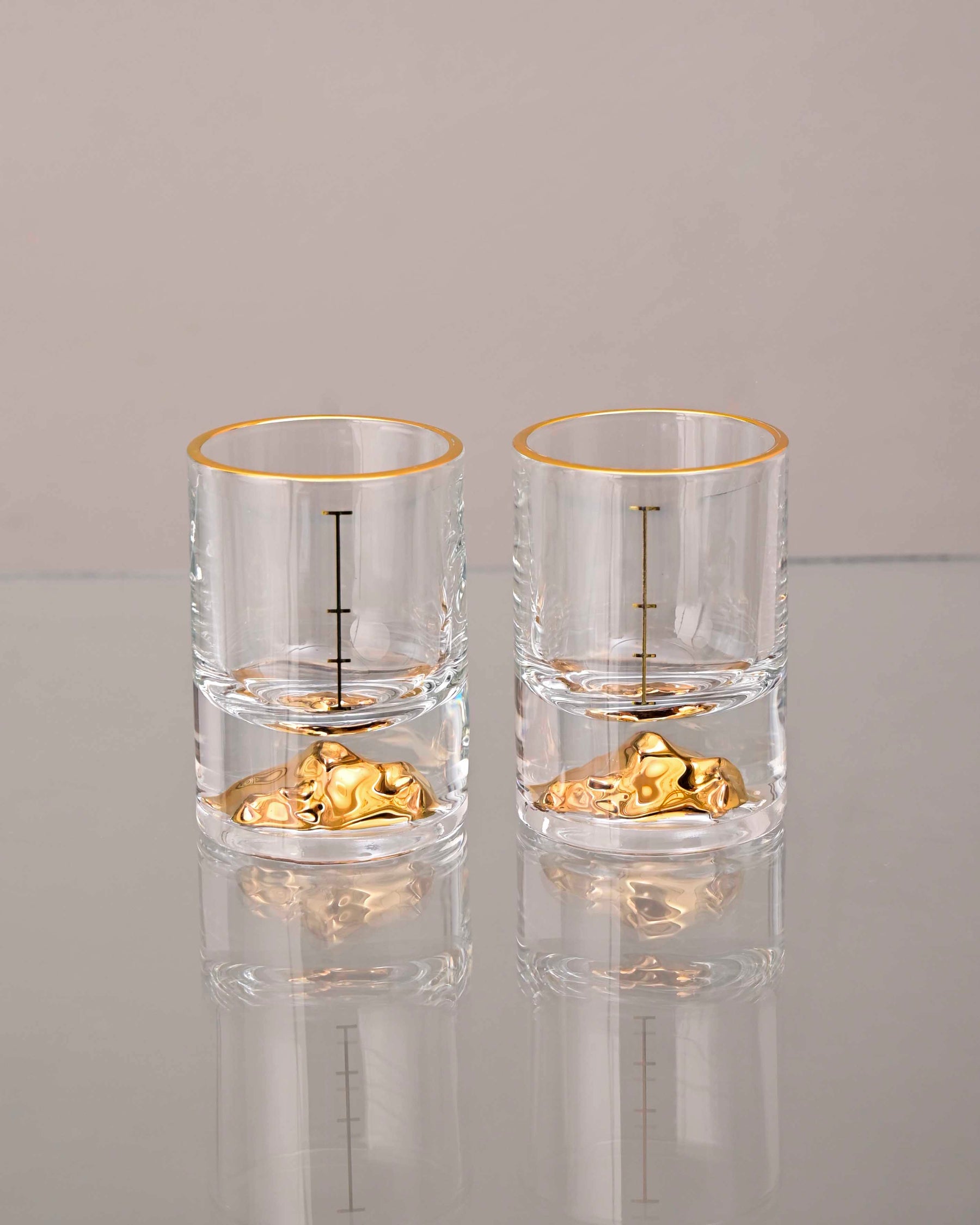 Mountain Gold Foil Crystal Shot Glasses - Set of 2