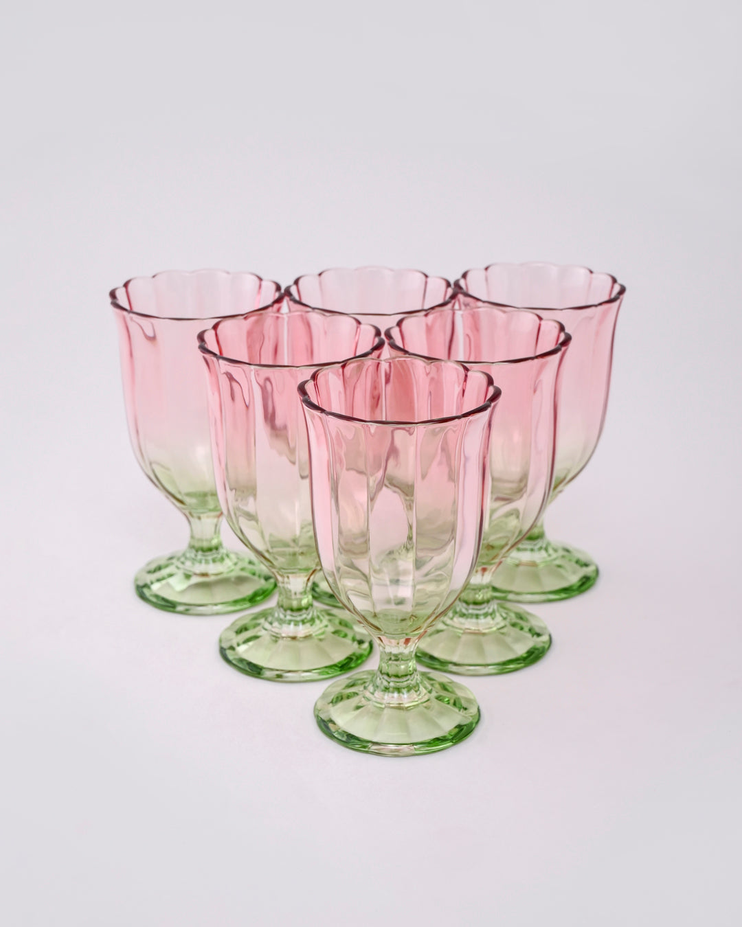 Pink Ombré Tulip Wine Glass - Set of 6
