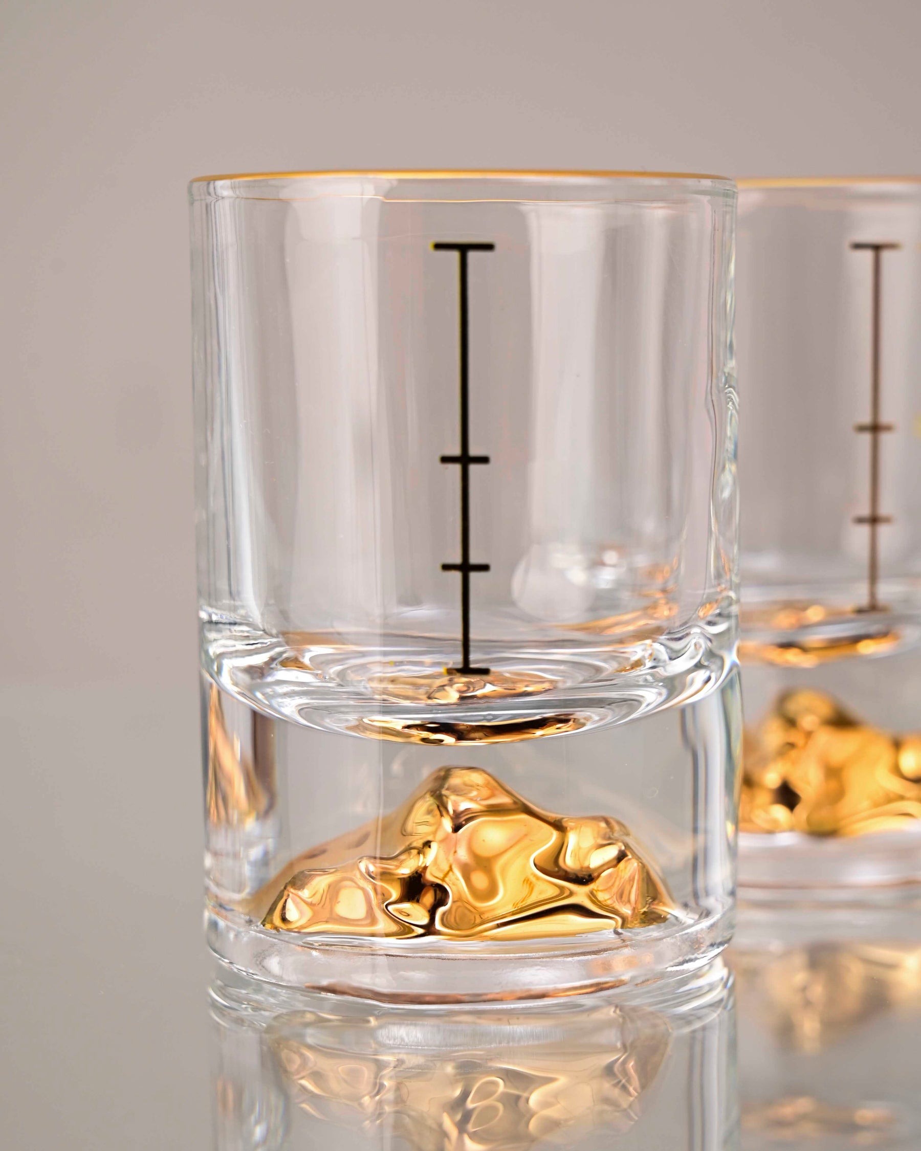 Mountain Gold Foil Crystal Shot Glasses - Set of 2