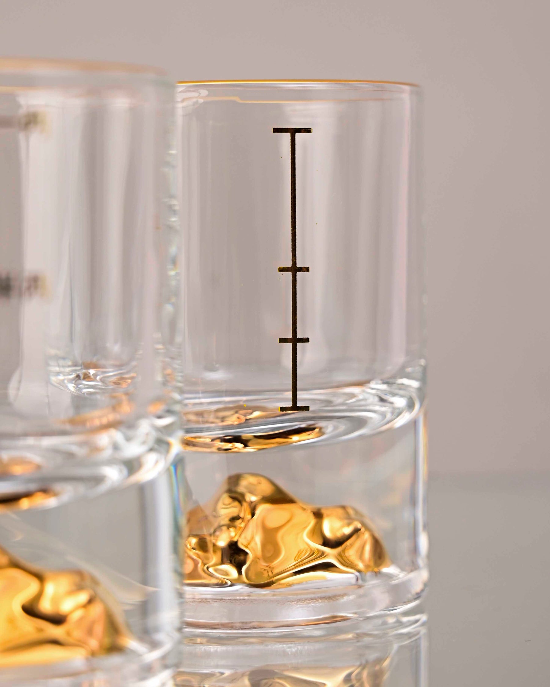 Mountain Gold Foil Crystal Shot Glasses - Set of 2