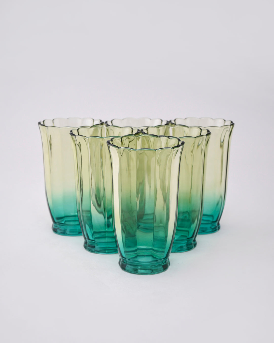 Green Ombré Tulip Tall Glass - Set of 6