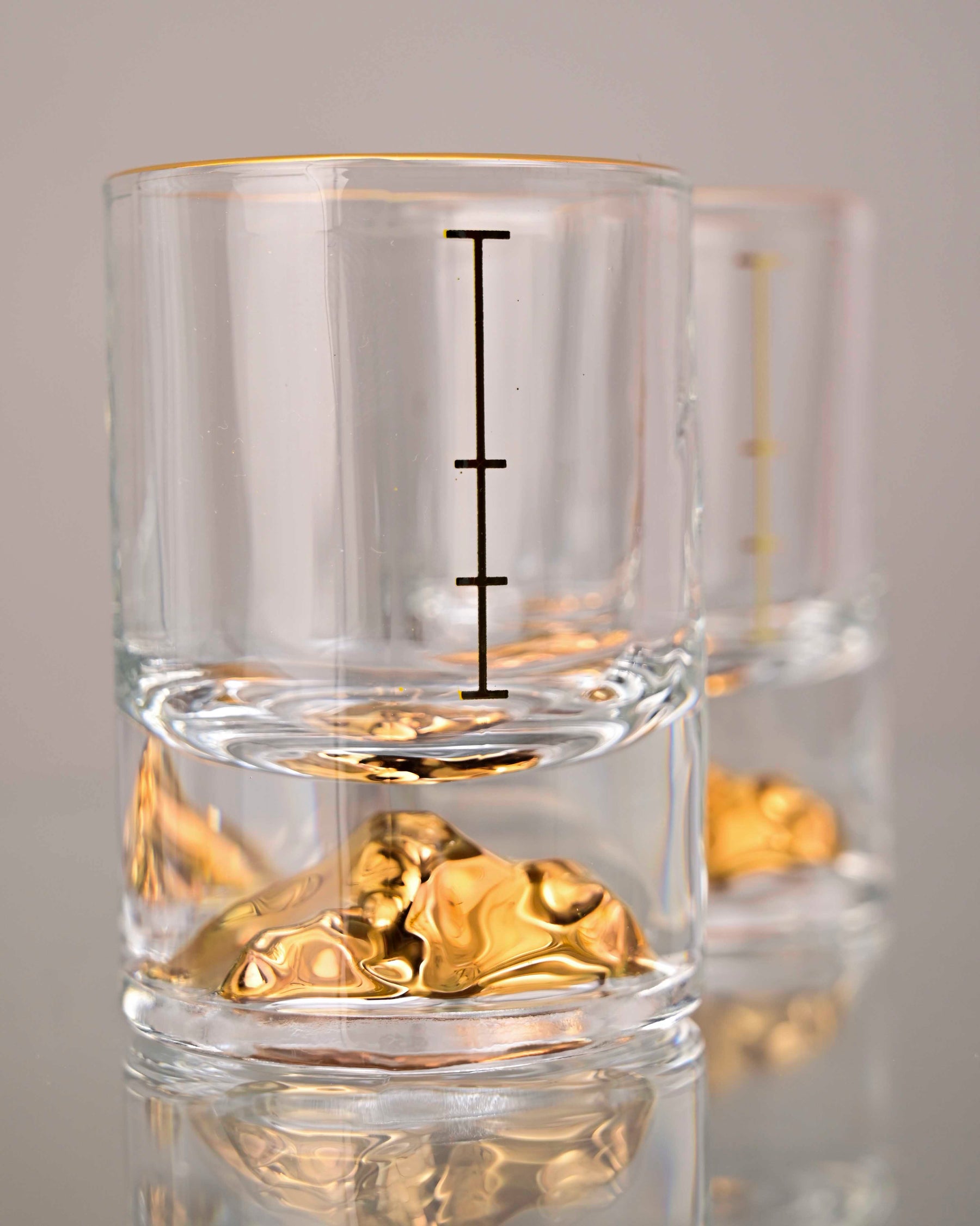 Mountain Gold Foil Crystal Shot Glasses - Set of 2