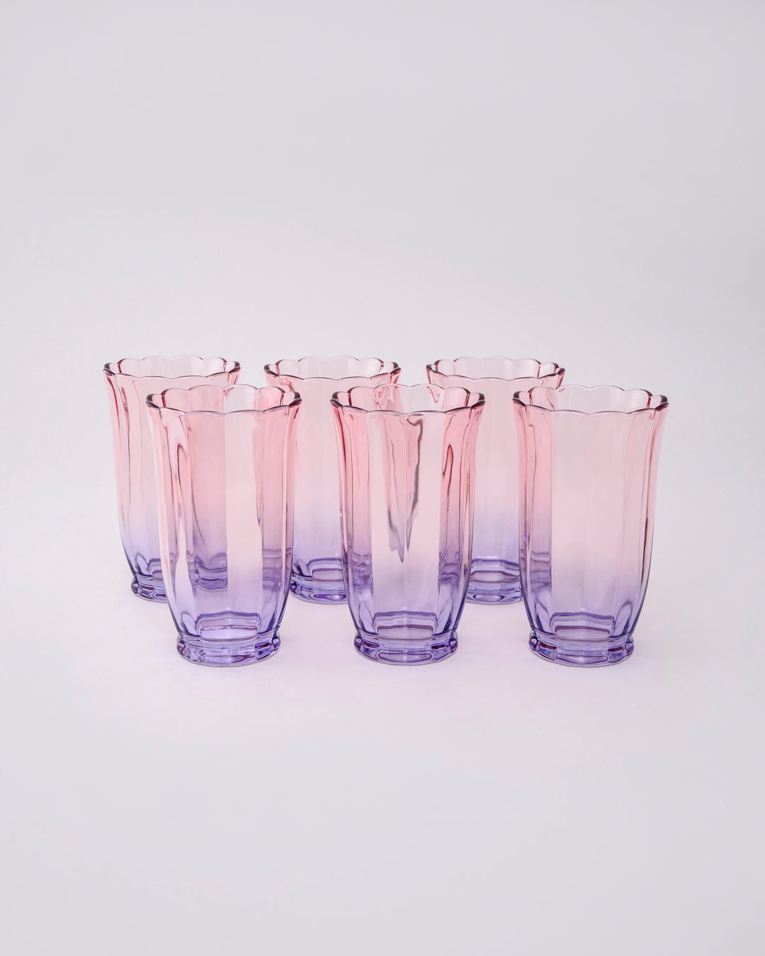 Purple Ombré Tulip Tall Glass - Set of 6