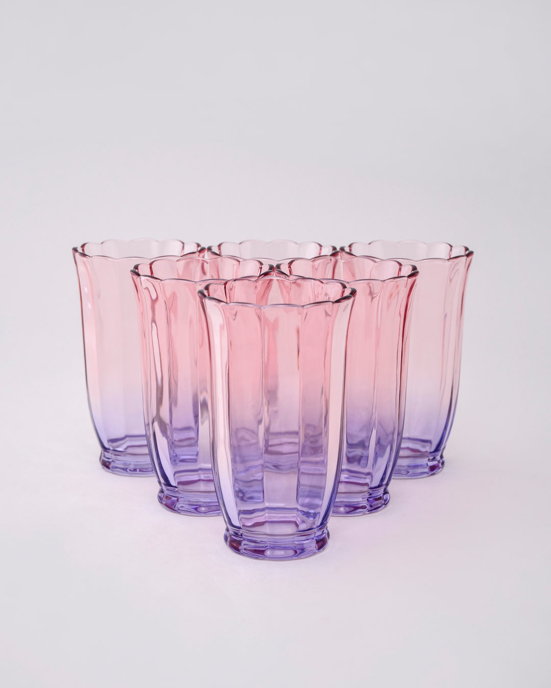 Purple Ombré Tulip Tall Glass - Set of 6
