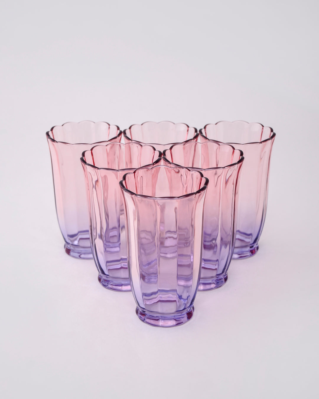 Purple Ombré Tulip Tall Glass - Set of 6