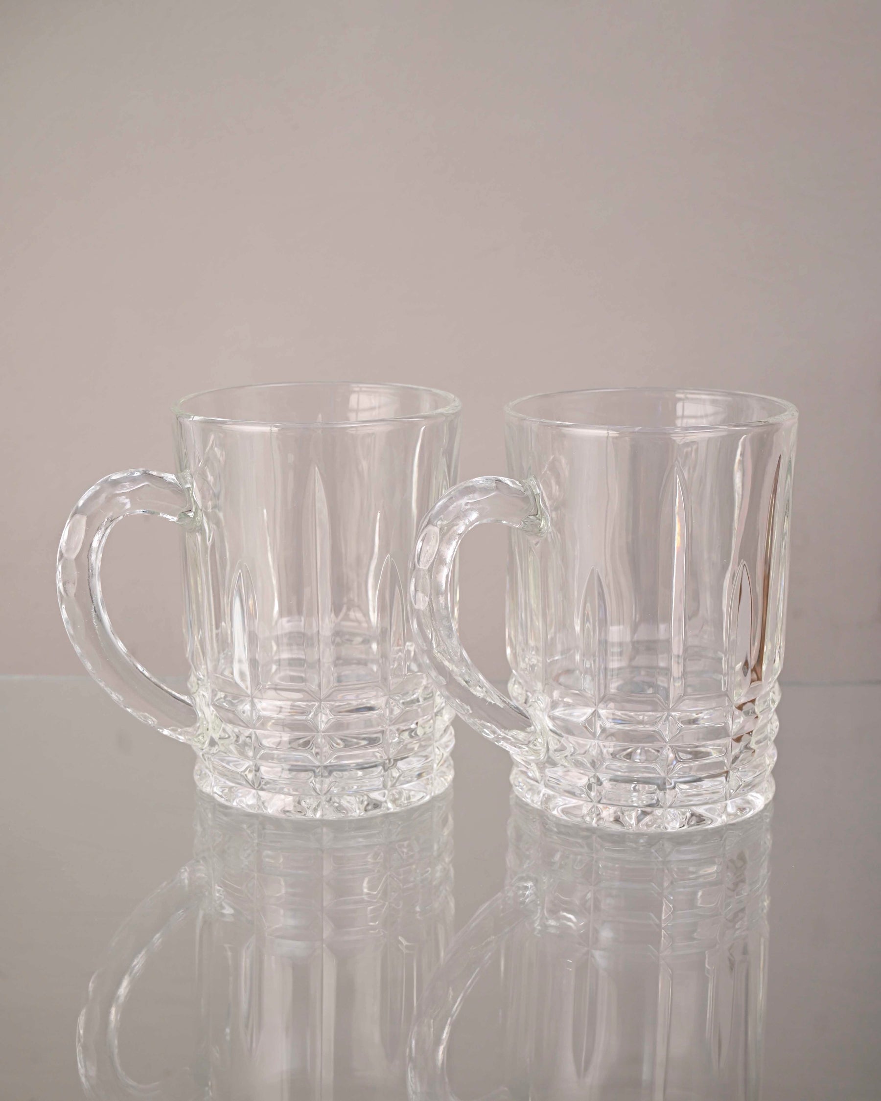 Chiseled Brilliance Clear Glass Mug - Set of 2