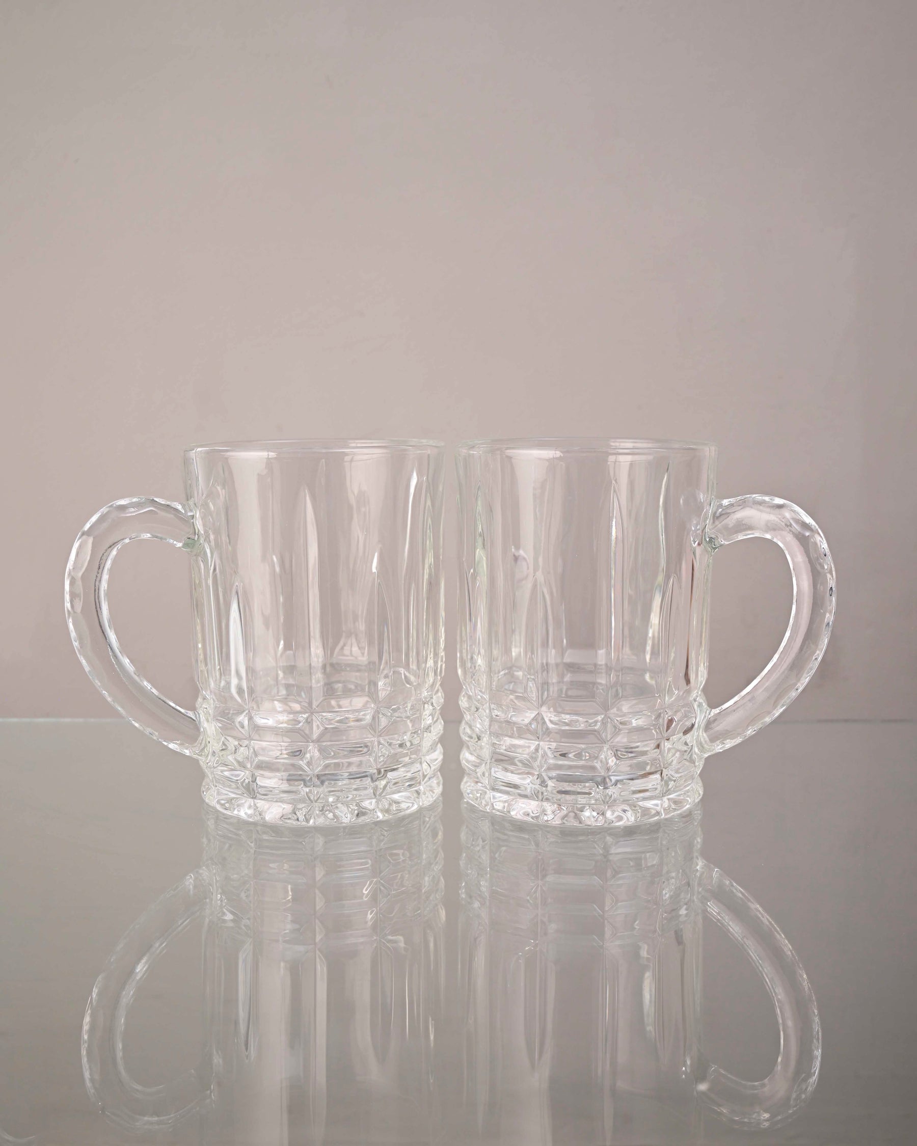Chiseled Brilliance Clear Glass Mug - Set of 2