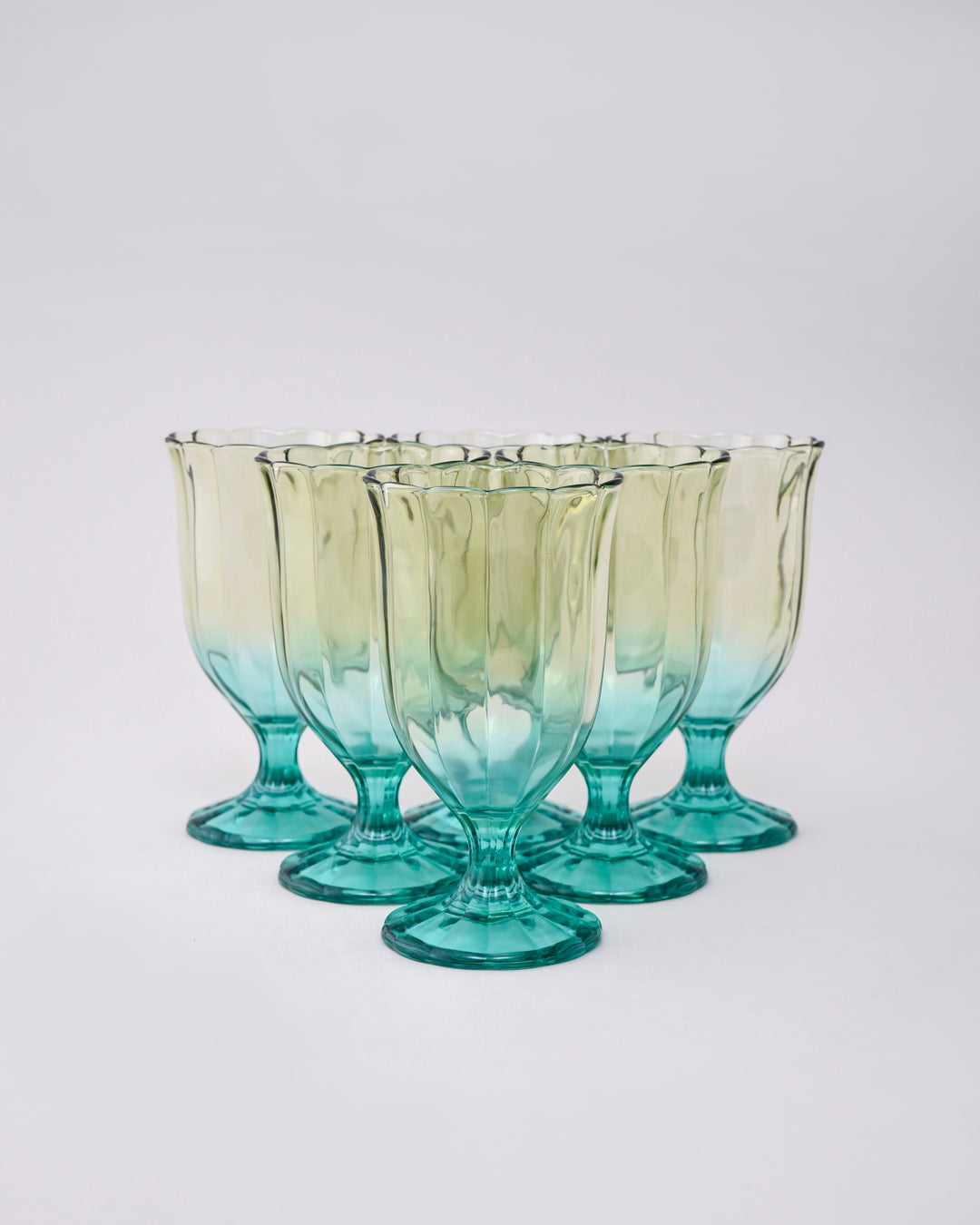 Green Ombré Tulip Wine Glass - Set of 6