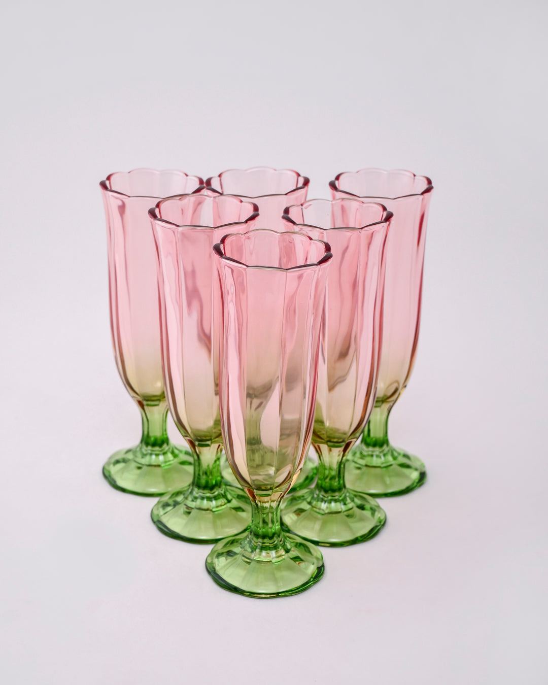 Pink Ombré Tulip Champagne Flute - Set of 6
